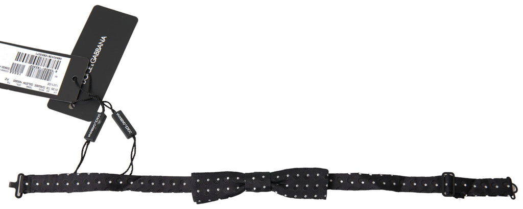 Dolce & Gabbana Schwarze Polka Dot Seide Verstellbare Männer Hals Papillon Fliege
