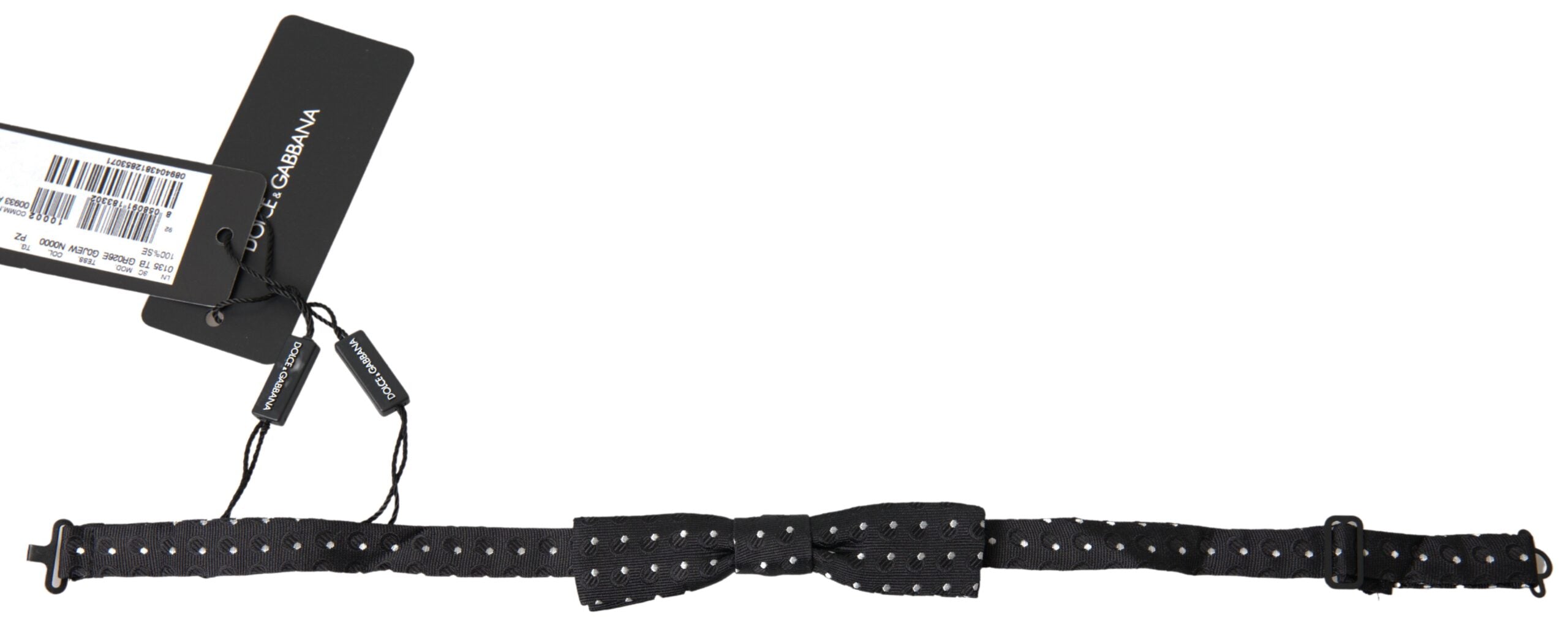 Dolce & Gabbana Schwarze Polka Dot Seide Verstellbare Männer Hals Papillon Fliege