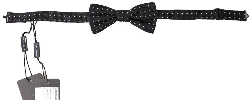Dolce & Gabbana Schwarze Polka Dot Seide Verstellbare Männer Hals Papillon Fliege