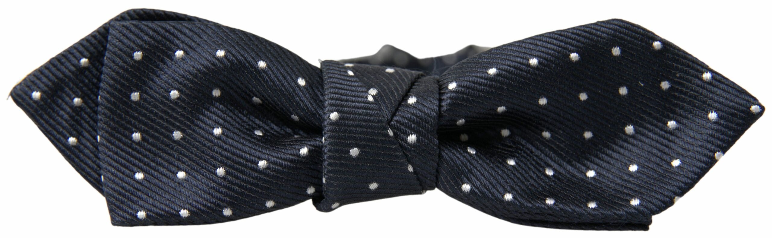 Dolce & Gabbana Blaue gepunktete Seidenfliege mit verstellbarem Halsband für Männer