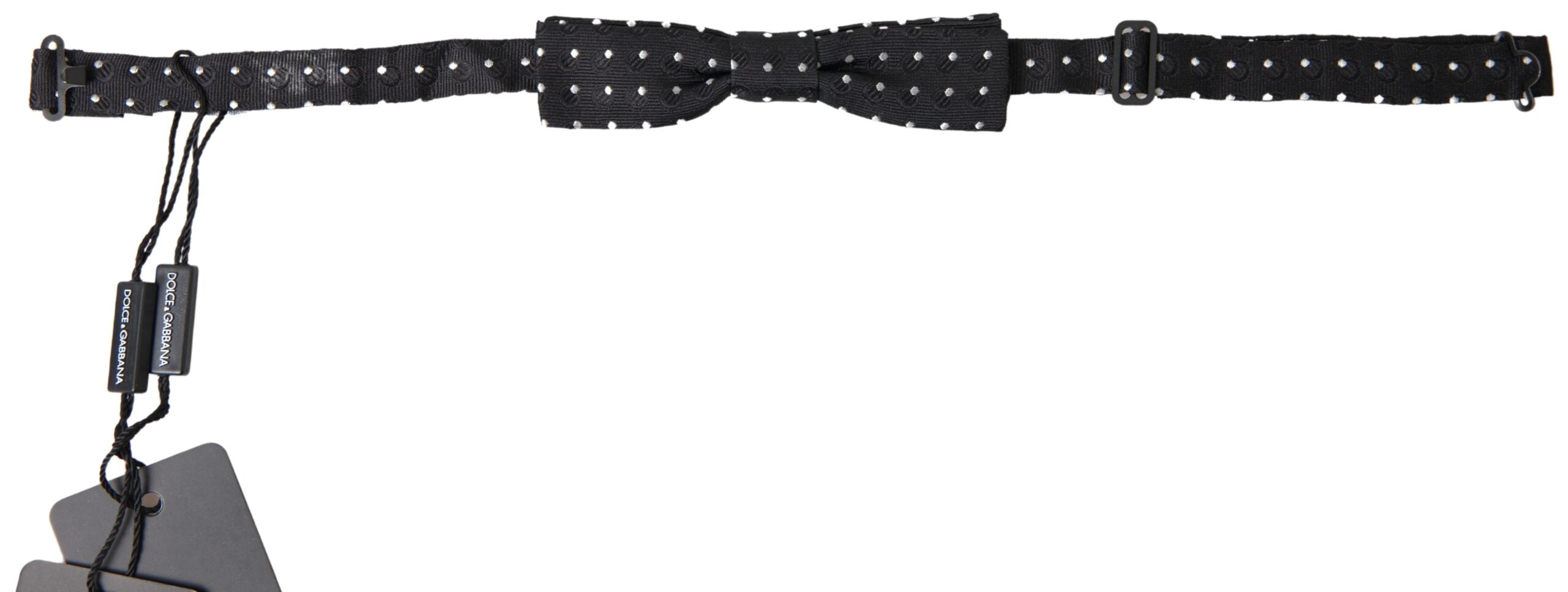 Dolce & Gabbana Schwarze Polka Dot Seide Verstellbare Männer Hals Papillon Fliege