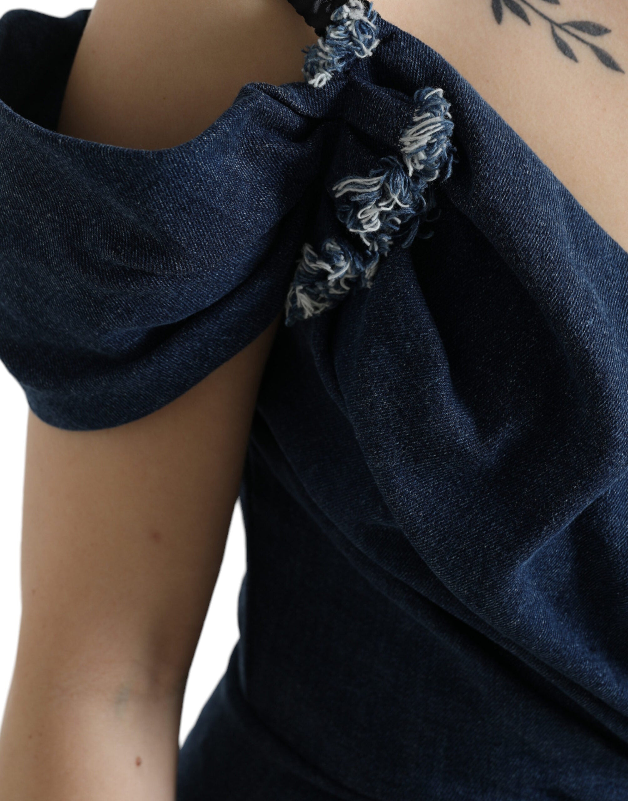 Dolce & Gabbana Blaues Patchwork-Minikleid aus zweifarbigem Denim