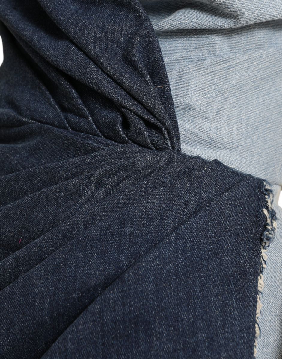 Dolce & Gabbana Blaues Patchwork-Minikleid aus zweifarbigem Denim