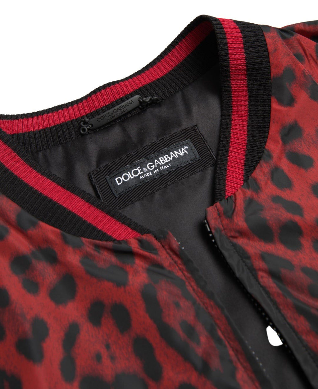 Dolce & Gabbana Roter Leopard Bomber Kurzmantel Jacke