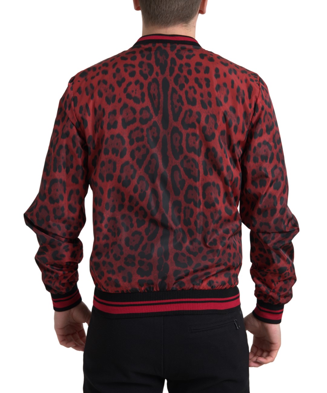 Dolce & Gabbana Roter Leopard Bomber Kurzmantel Jacke