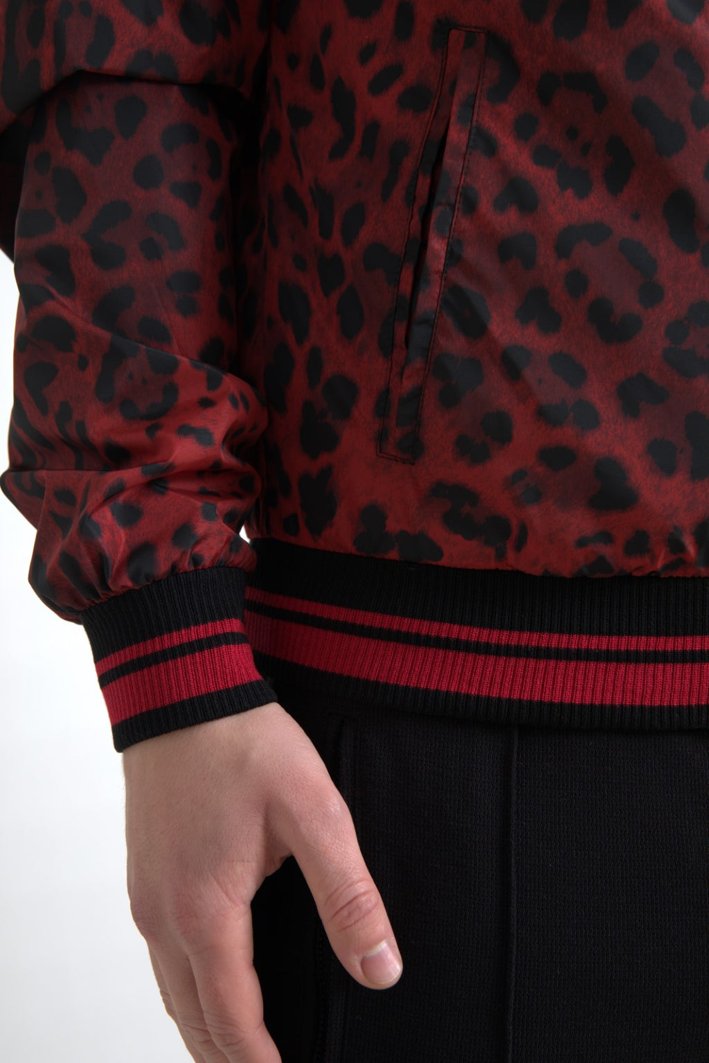 Dolce & Gabbana Roter Leopard Bomber Kurzmantel Jacke