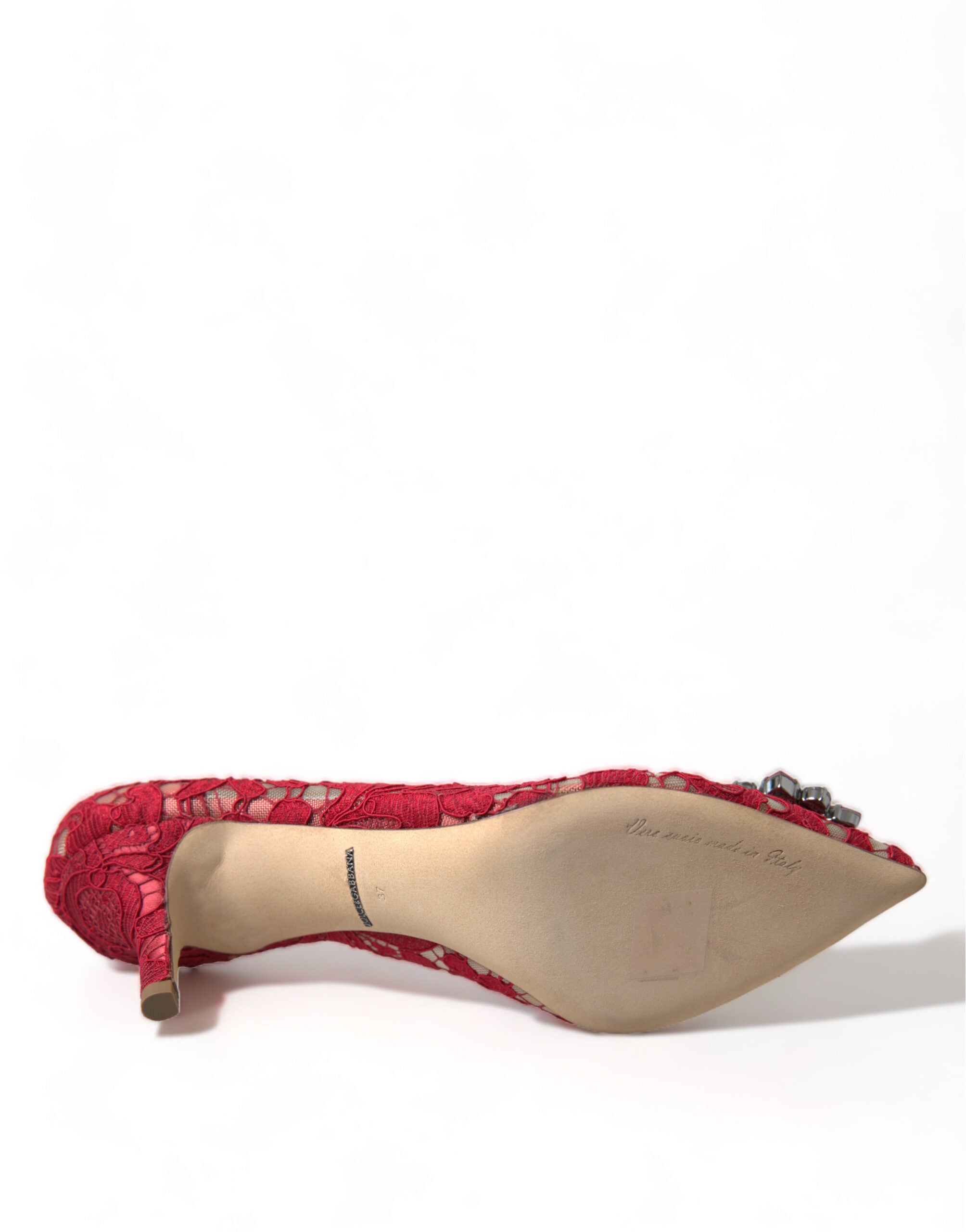Dolce & Gabbana Rot Taormina Spitze Kristall Heels Pumps Schuhe