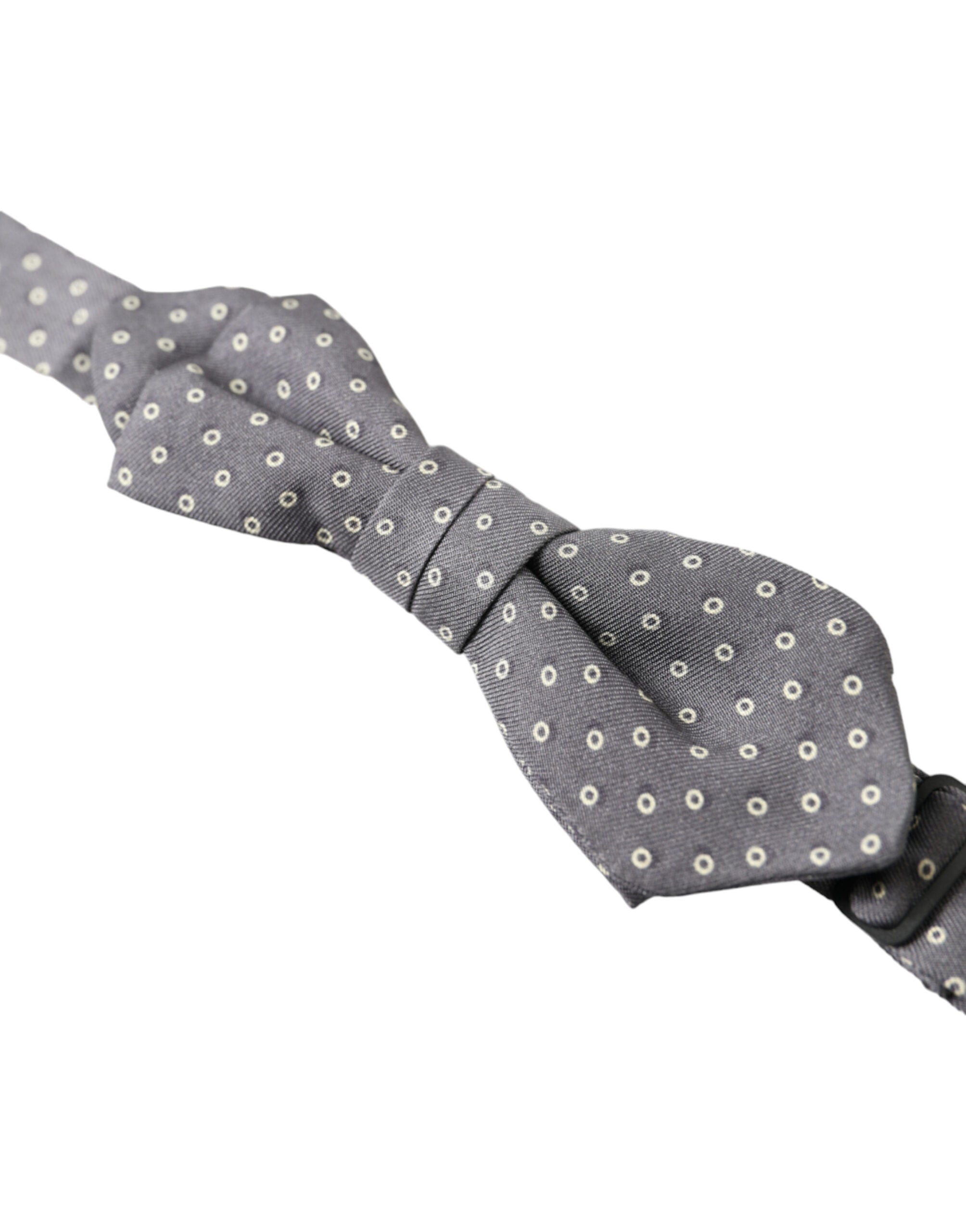 Dolce & Gabbana Graue Polka Dots Seidenfliege mit verstellbarem Halsausschnitt Papillon