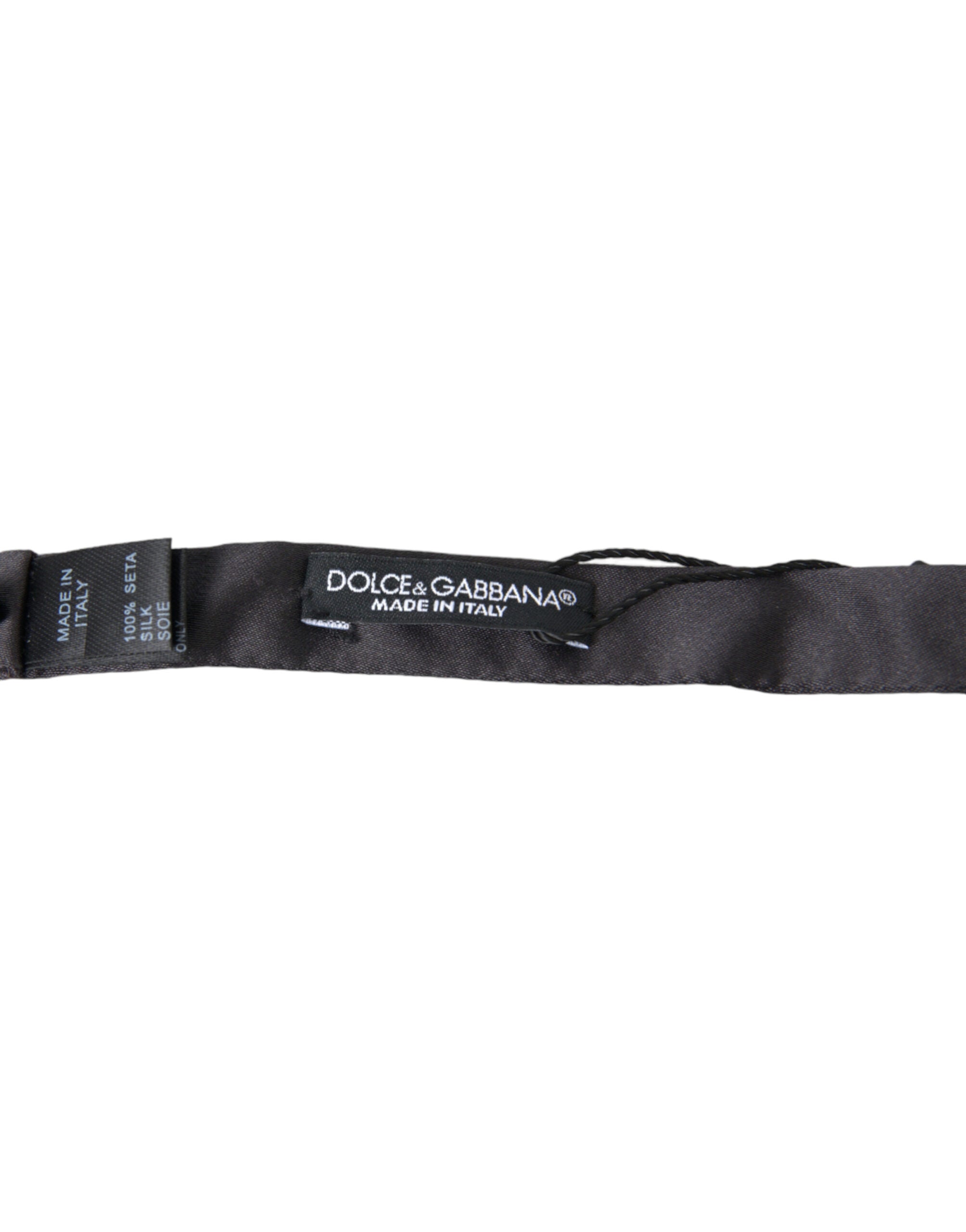 Dolce & Gabbana Dunkelgraue Seide Verstellbare Hals Männer Papillon Fliege