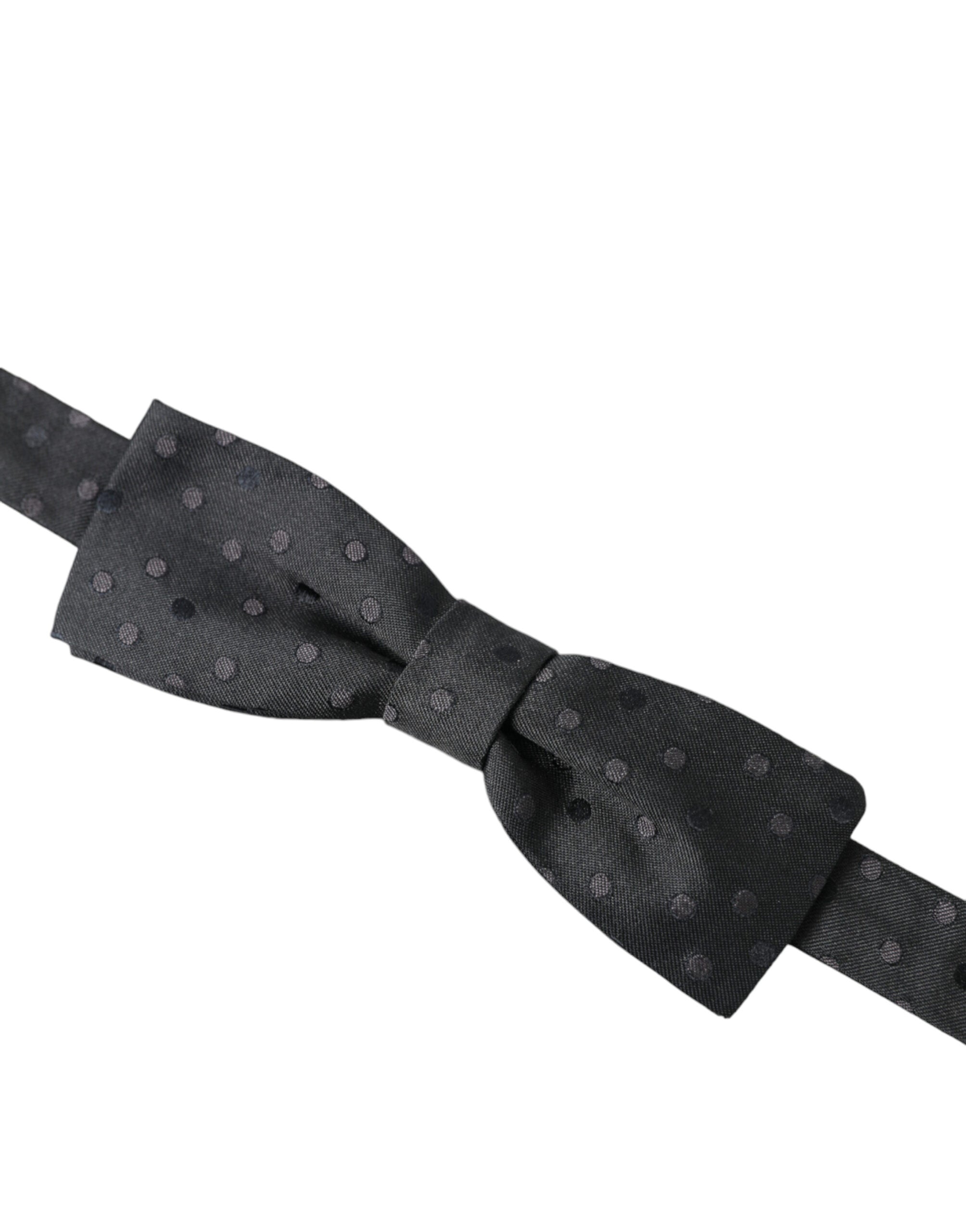 Dolce & Gabbana Graue Polka Dot Seide Verstellbare Hals Männer Papillon Fliege