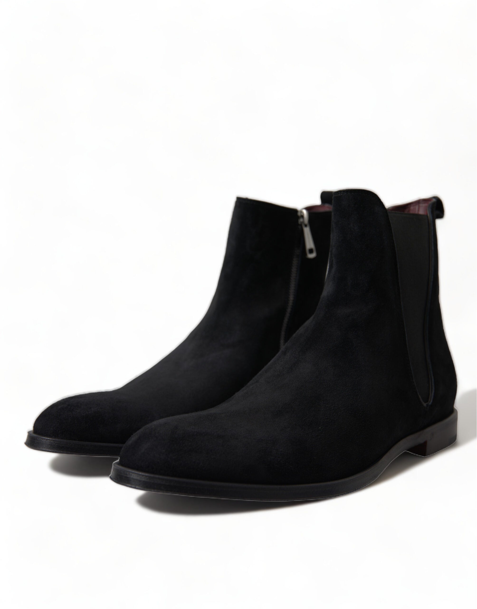 Dolce & Gabbana Schwarz Wildleder Leder Mid Calf Männer Stiefel Schuhe