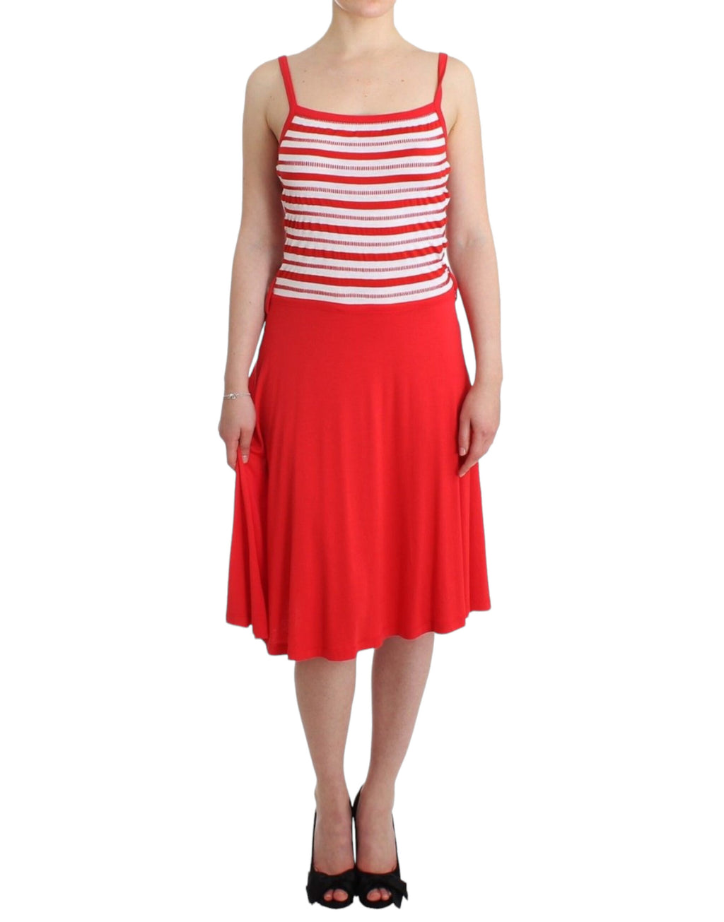 Roccobarocco Rot gestreiftes A-Linien-Kleid aus Jersey