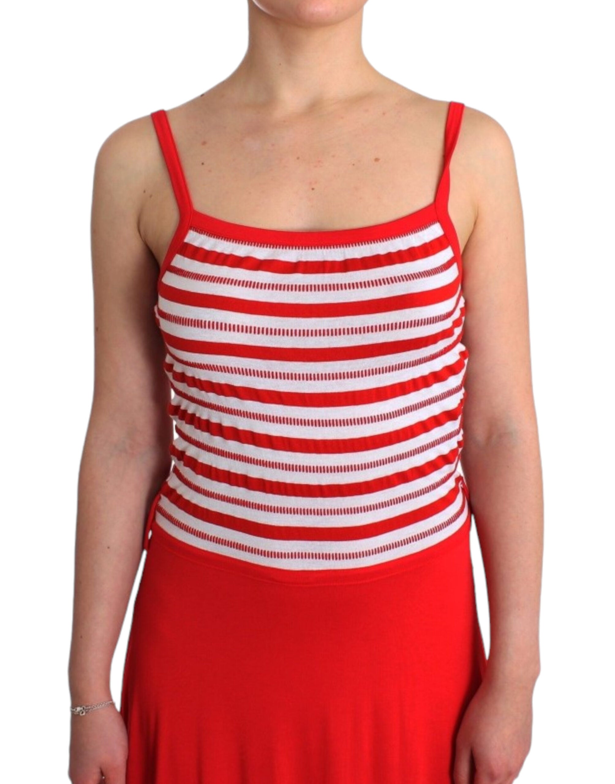 Roccobarocco Rot gestreiftes A-Linien-Kleid aus Jersey