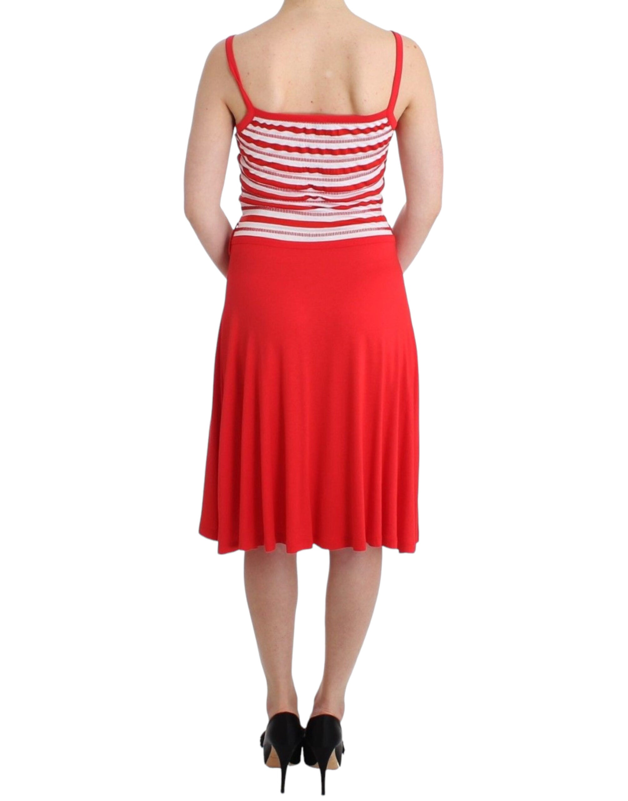 Roccobarocco Rot gestreiftes A-Linien-Kleid aus Jersey