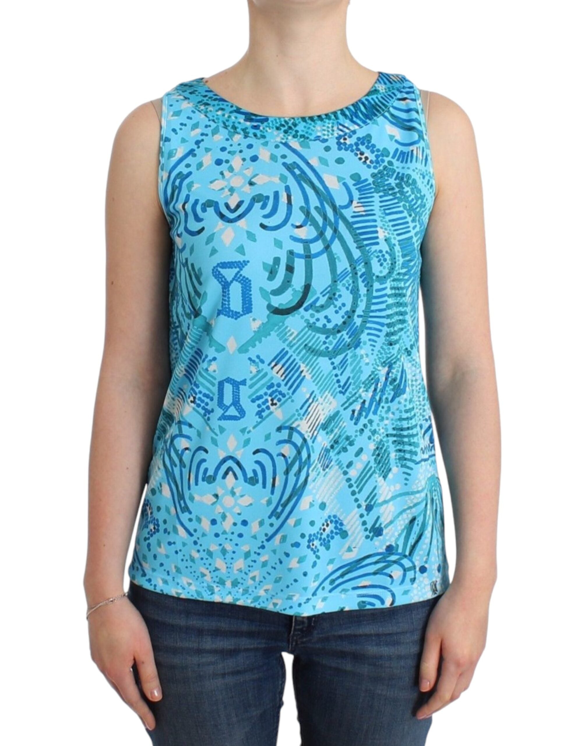 John Galliano Blau bedrucktes Tank-Top