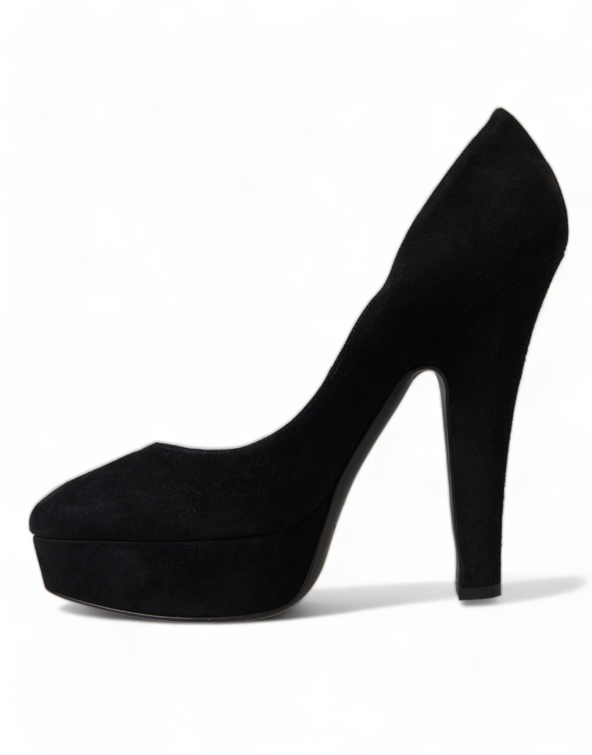 Dolce & Gabbana Schwarz Wildleder Leder Plateauabsatz Pumps Schuhe