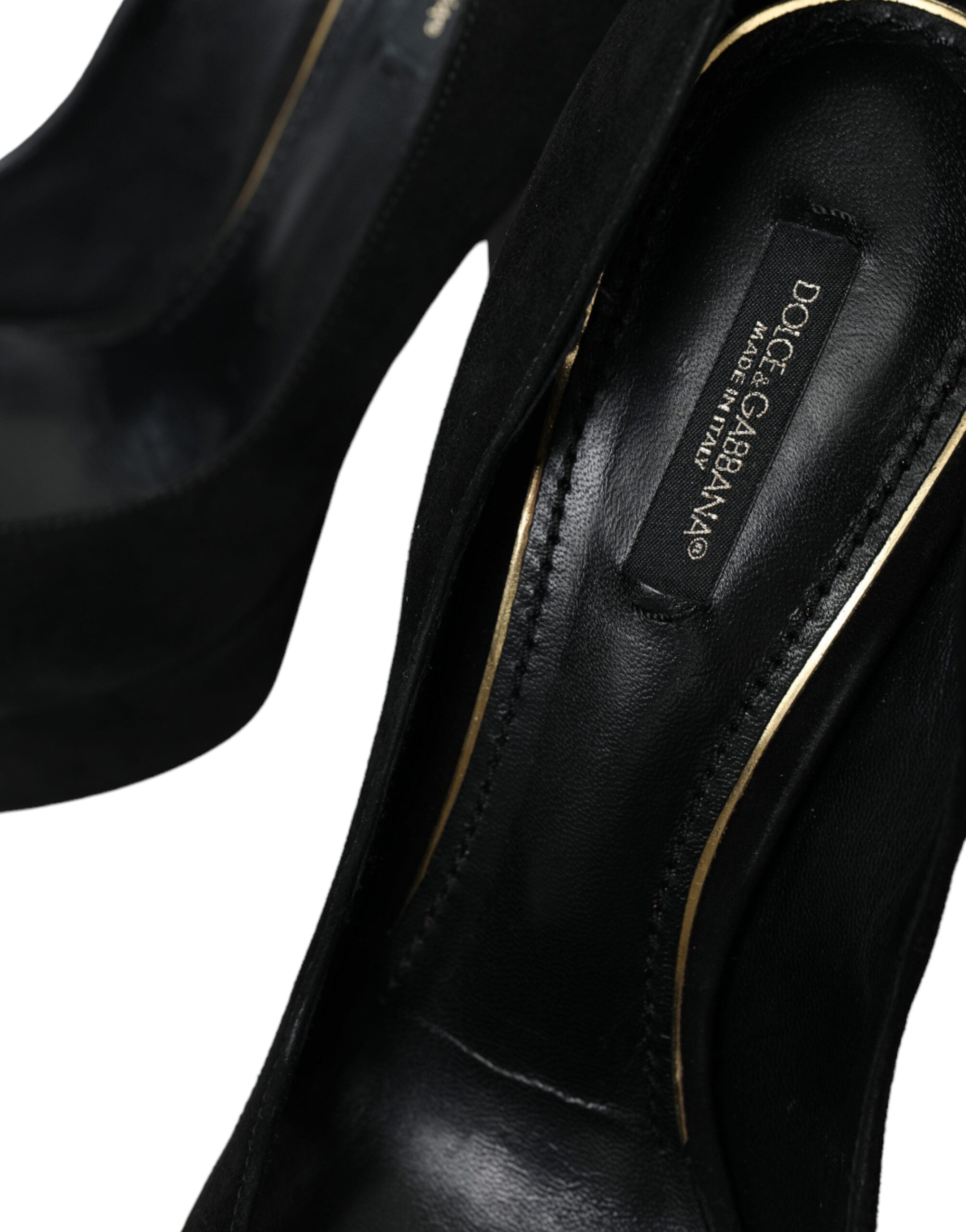 Dolce & Gabbana Schwarz Wildleder Leder Plateauabsatz Pumps Schuhe
