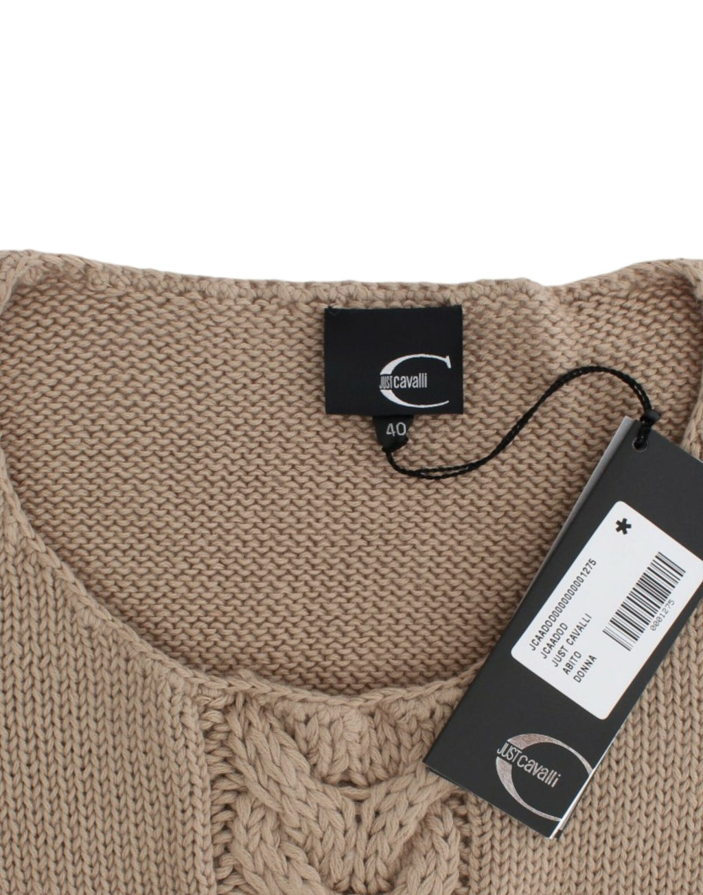 Cavalli Beigefarbener Pullover aus gestrickter Wolle