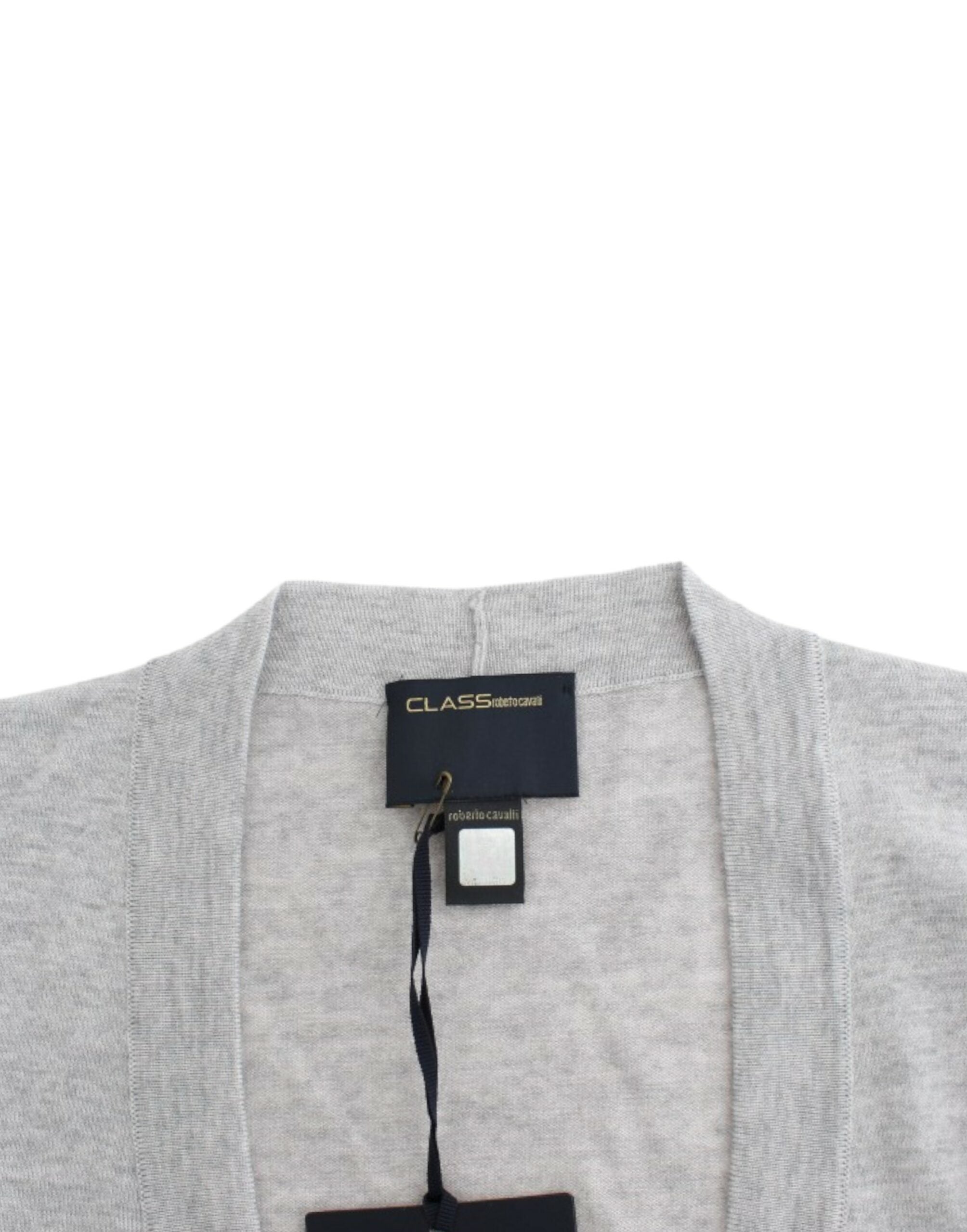Cavalli Graue Strickjacke aus Wolle in Kurzform