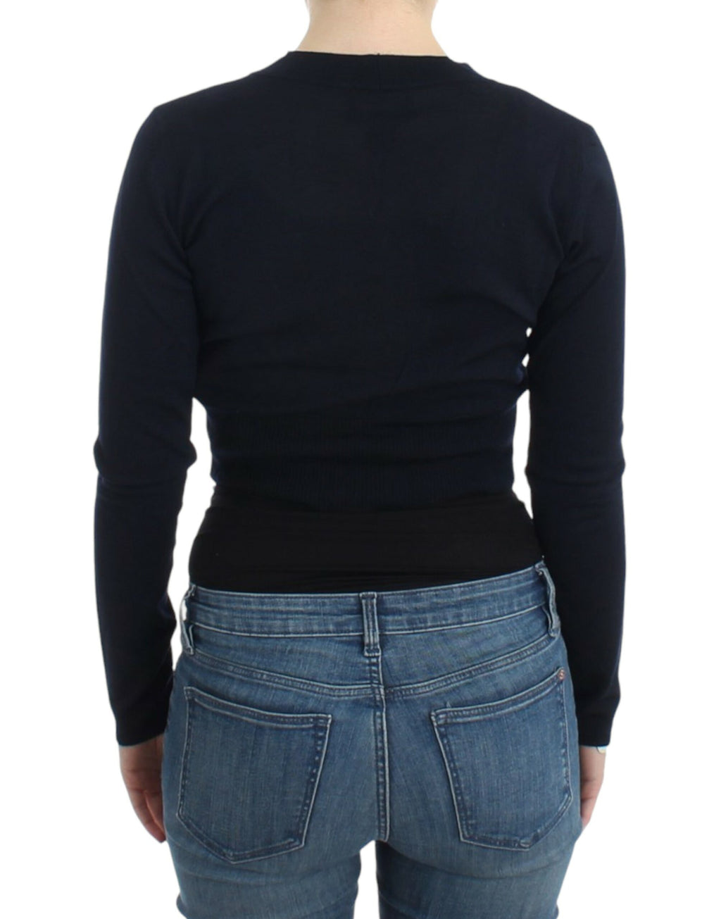 Cavalli Schwarze Strickjacke aus Wolle in Kurzform