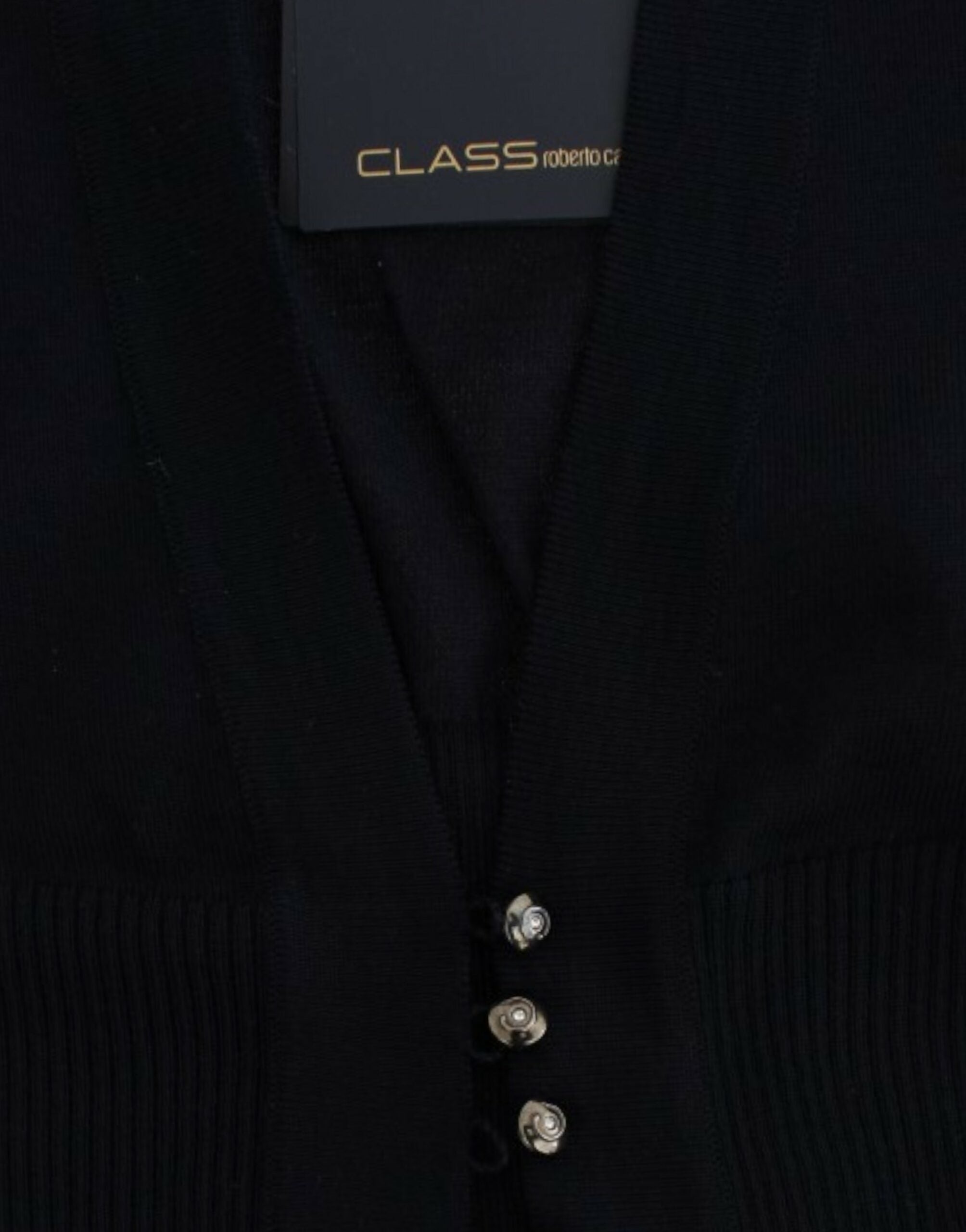 Cavalli Schwarze Strickjacke aus Wolle in Kurzform