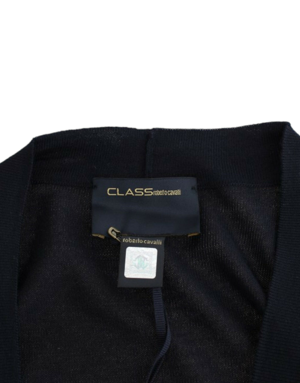 Cavalli Schwarze Strickjacke aus Wolle in Kurzform