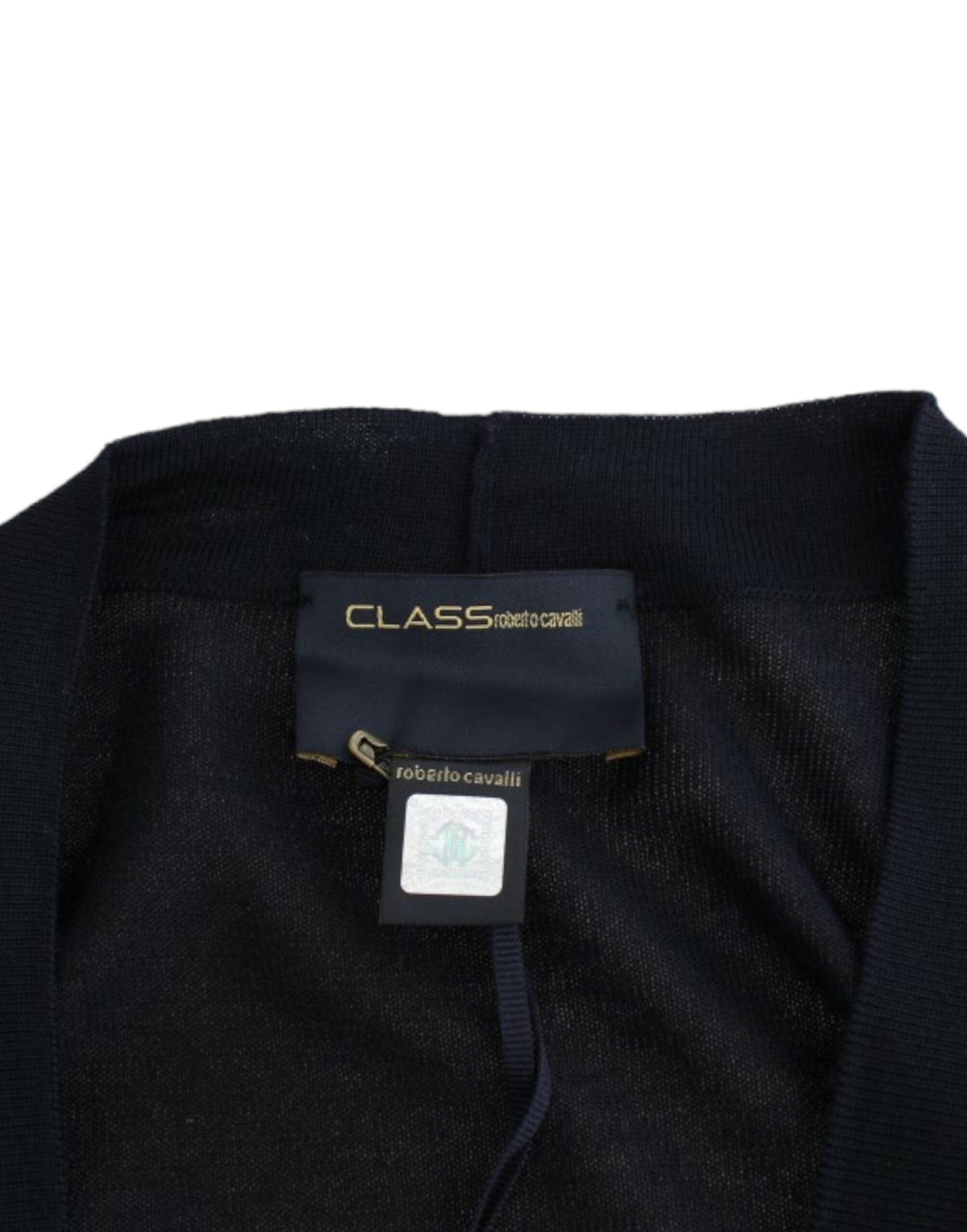 Cavalli Schwarze Strickjacke aus Wolle in Kurzform
