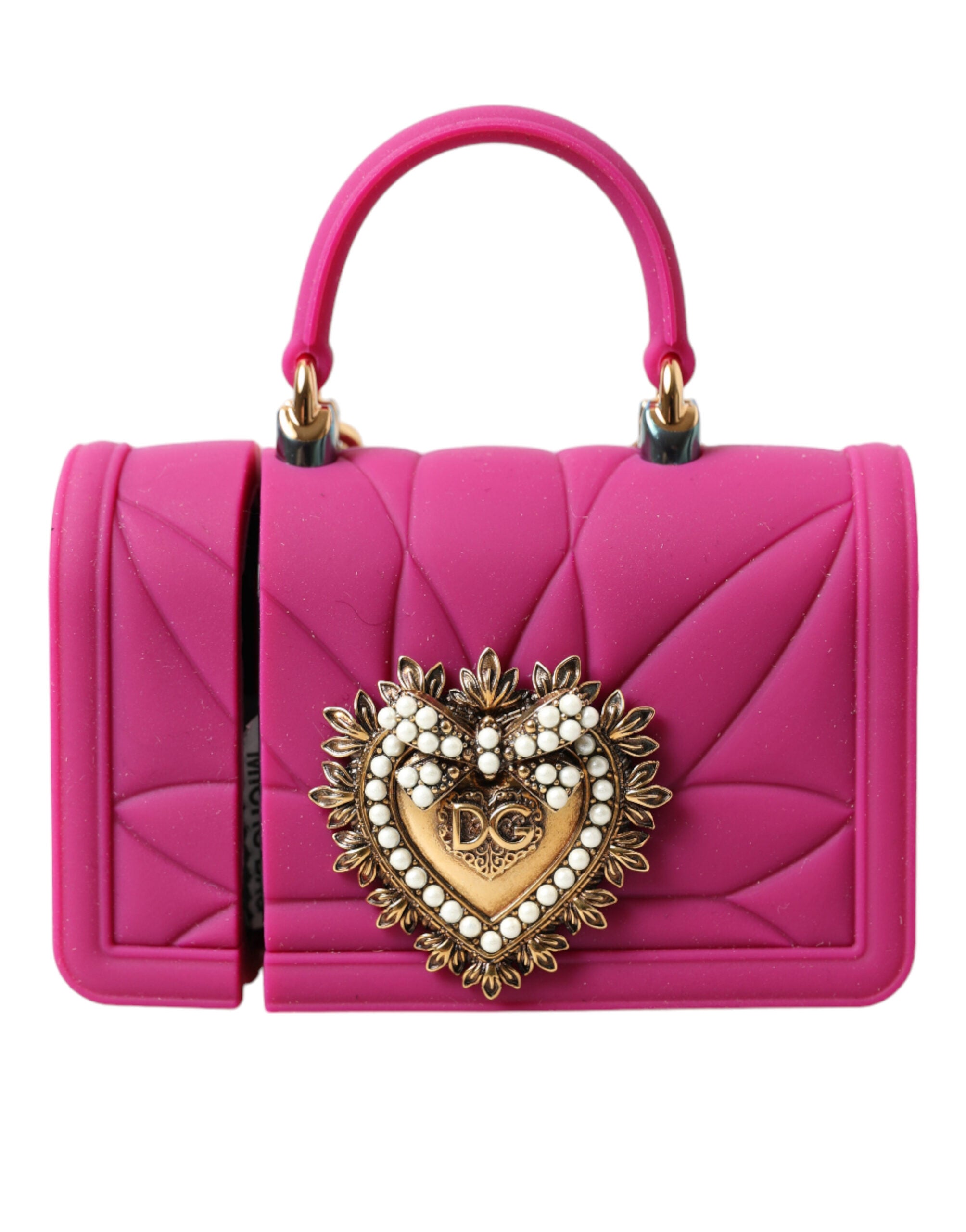 Dolce & Gabbana Rosa Silikon Hingabe Herz Tasche Gold Kette Airpods Fall