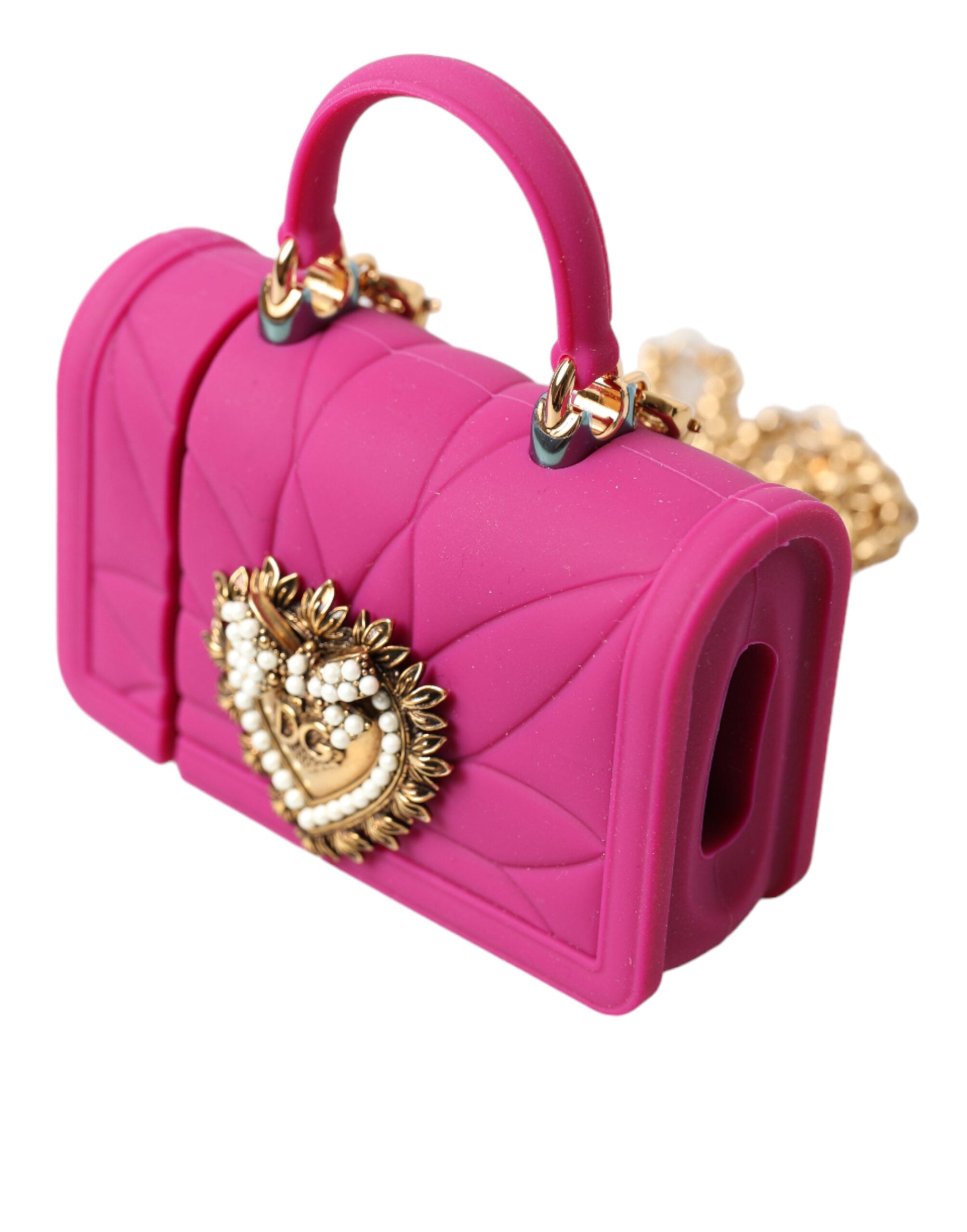 Dolce & Gabbana Rosa Silikon Hingabe Herz Tasche Gold Kette Airpods Fall