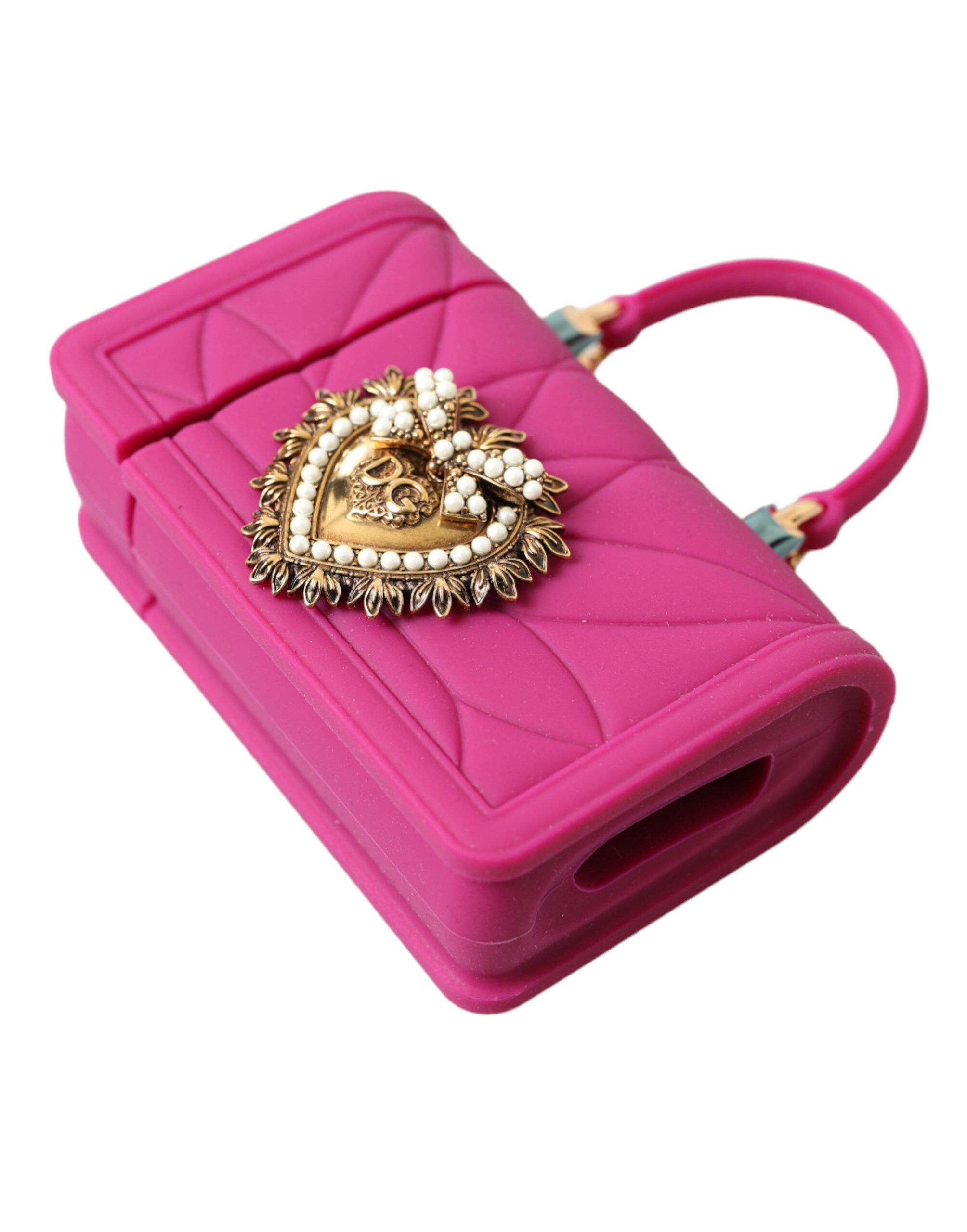 Dolce & Gabbana Rosa Silikon Hingabe Herz Tasche Gold Kette Airpods Fall