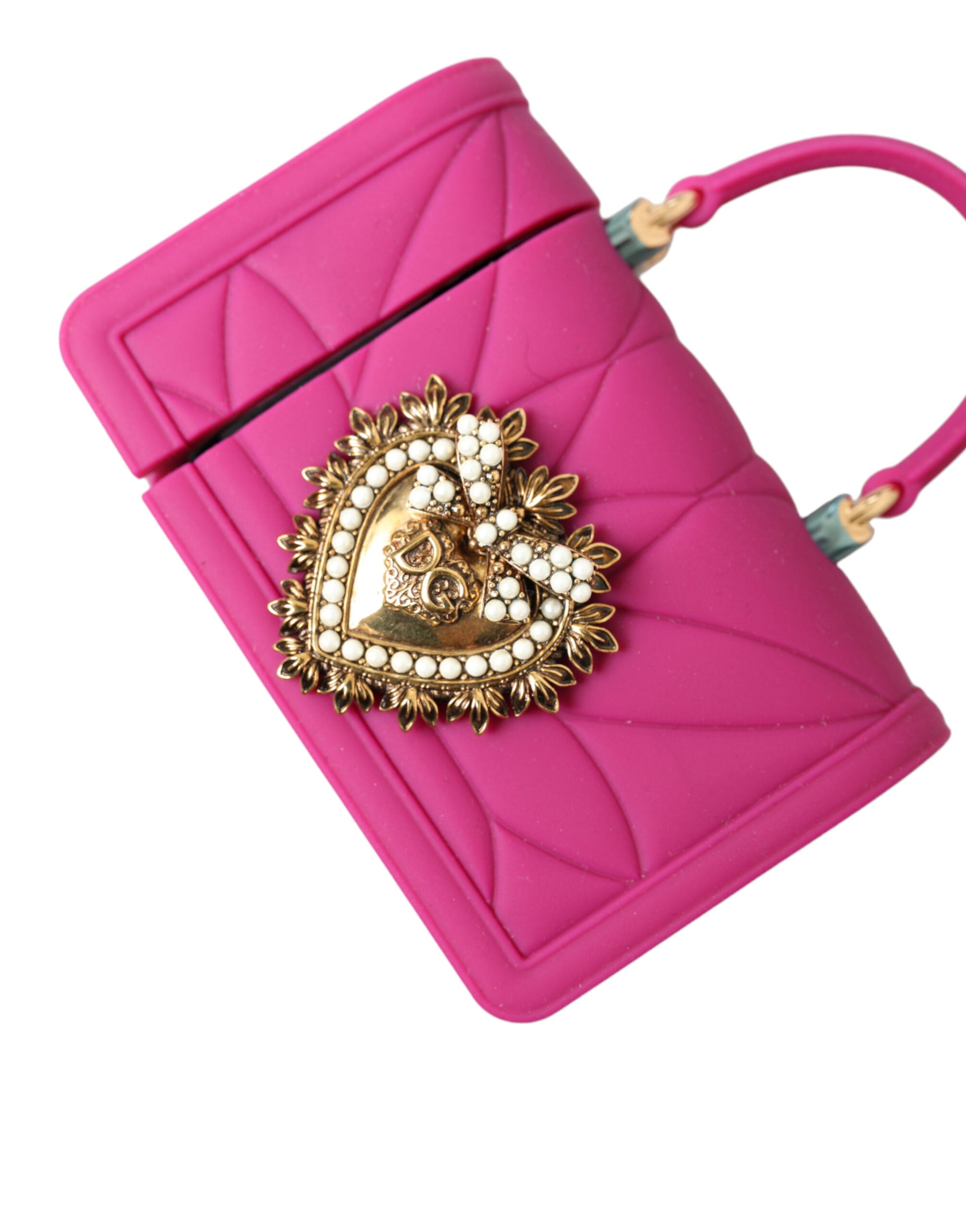 Dolce & Gabbana Rosa Silikon Hingabe Herz Tasche Gold Kette Airpods Fall