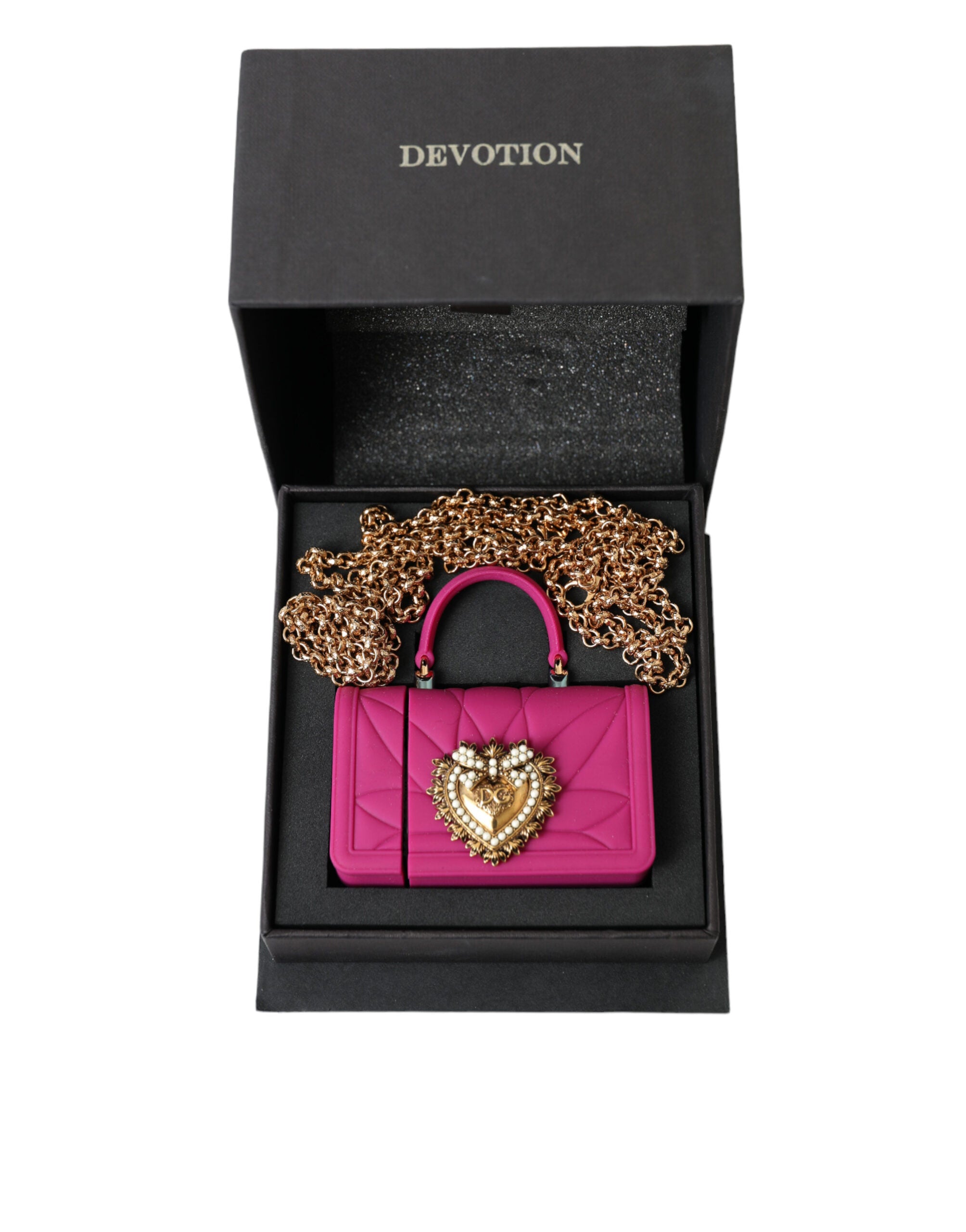 Dolce & Gabbana Rosa Silikon Hingabe Herz Tasche Gold Kette Airpods Fall