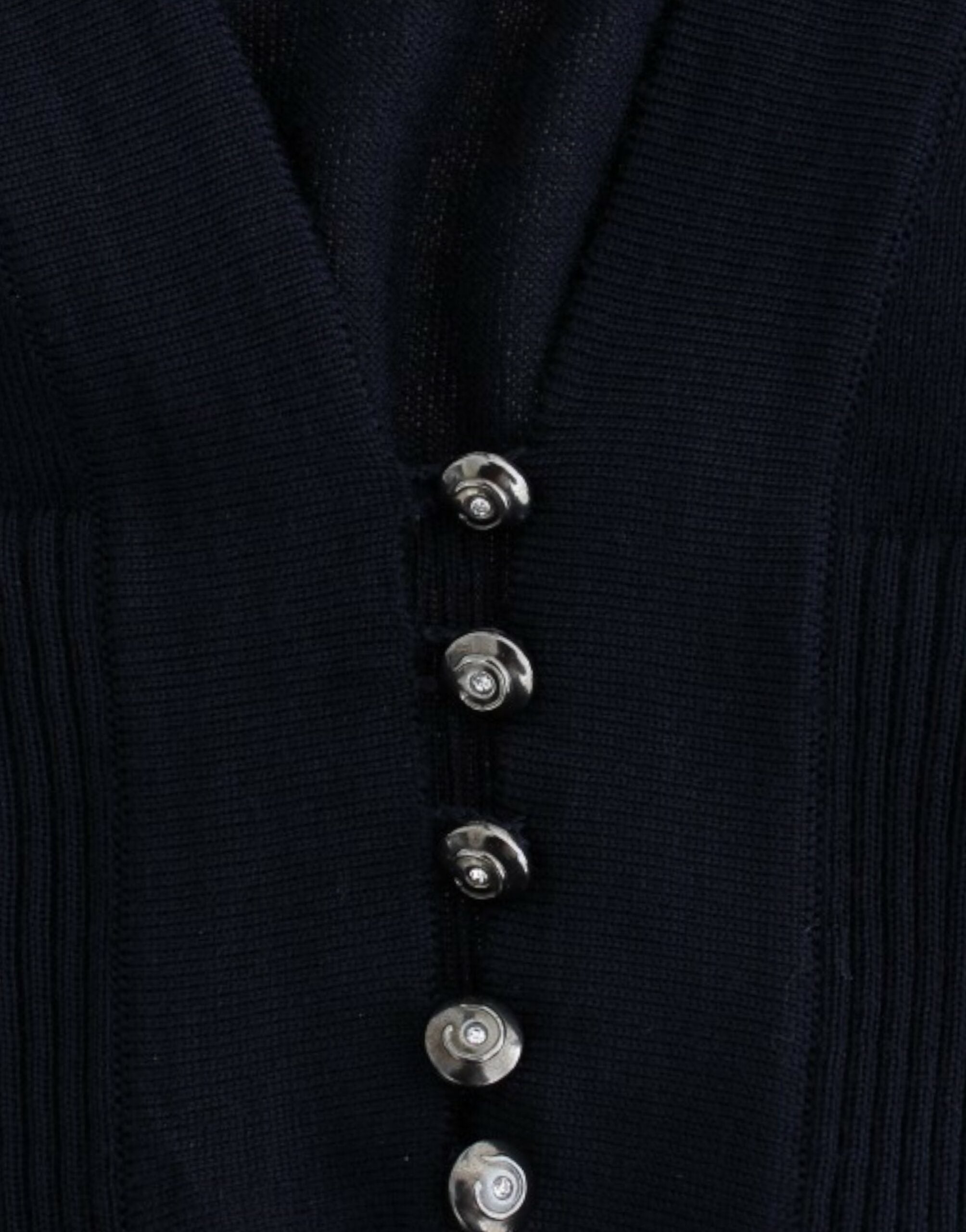 Cavalli Blaue Strickjacke aus Wolle, kurz geschnitten