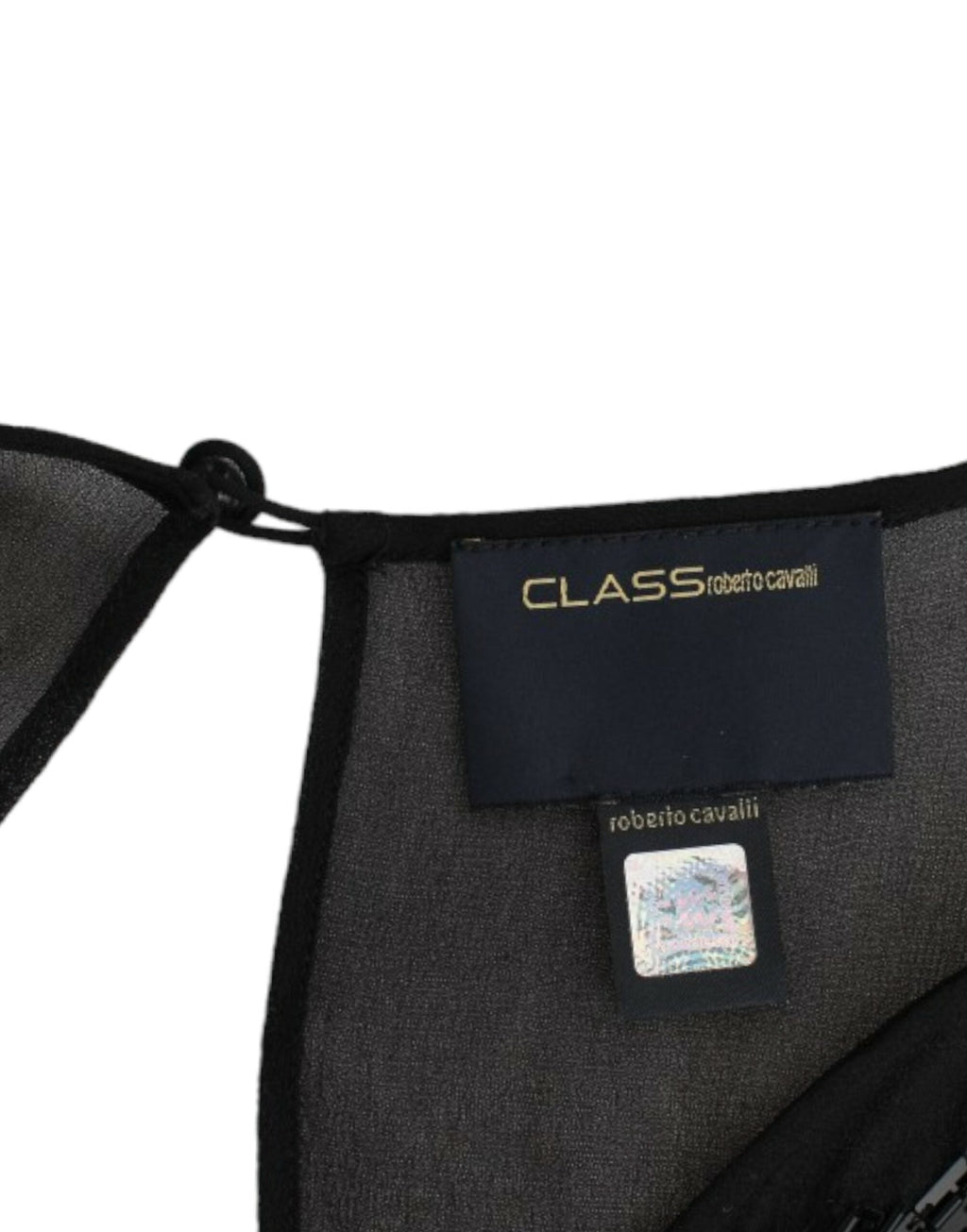 Cavalli Schwarzes langärmeliges Seidenkleid