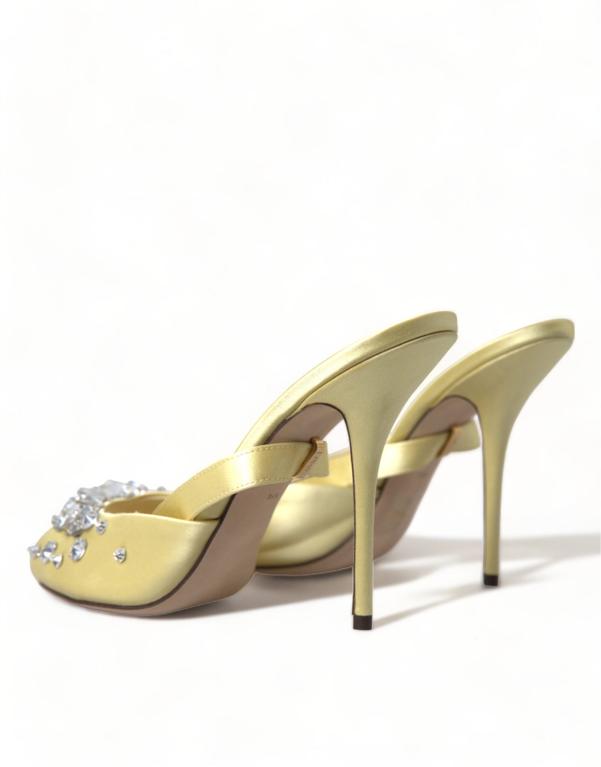 Dolce & Gabbana Gelbe Satin-Kristall Mary Janes Sandalen