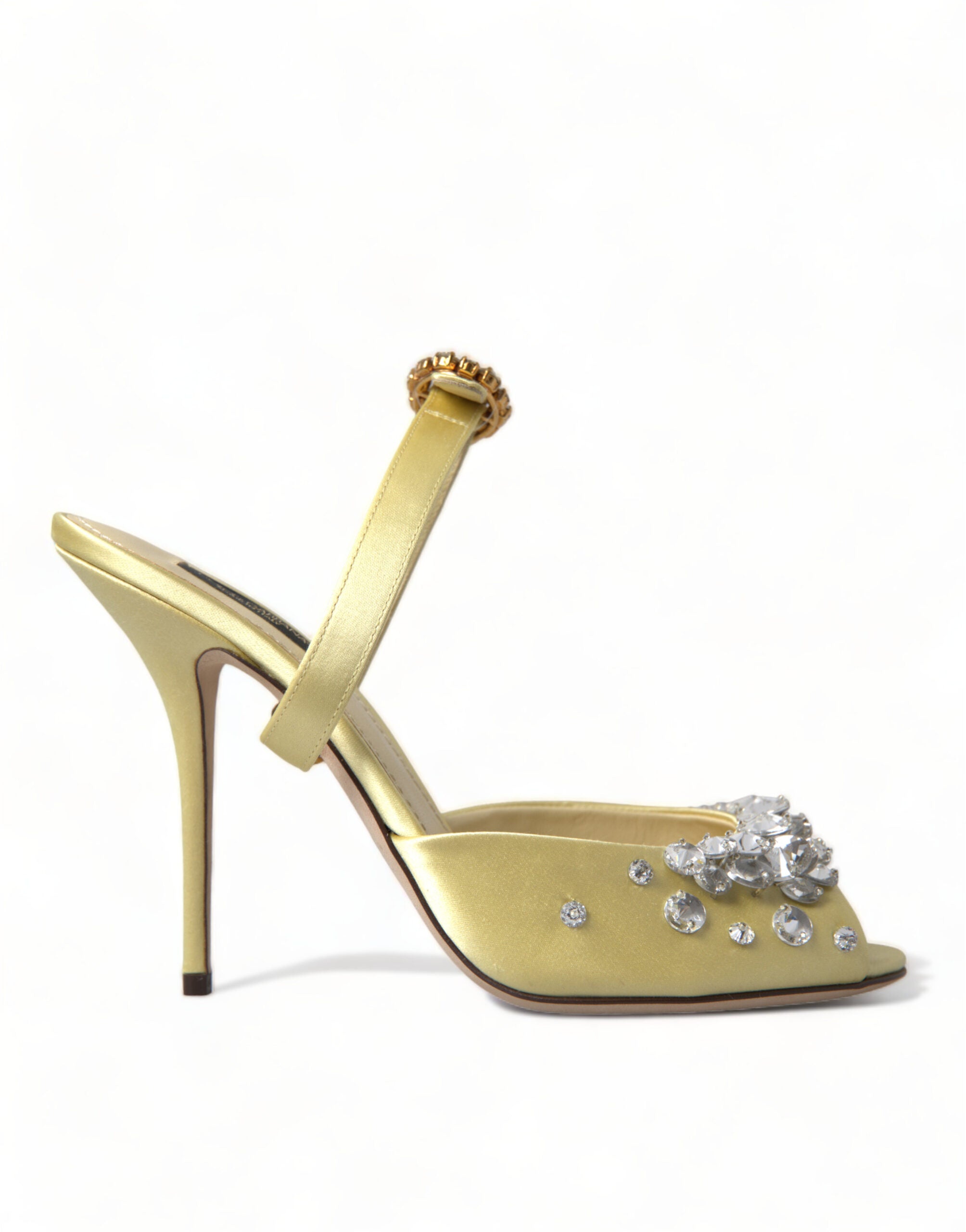 Dolce & Gabbana Gelbe Satin-Kristall Mary Janes Sandalen