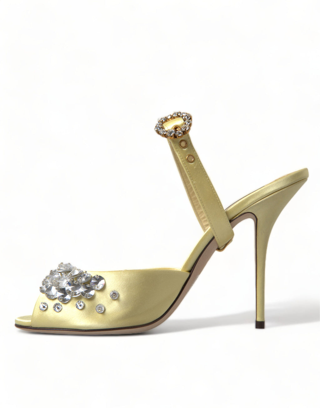 Dolce & Gabbana Gelbe Satin-Kristall Mary Janes Sandalen