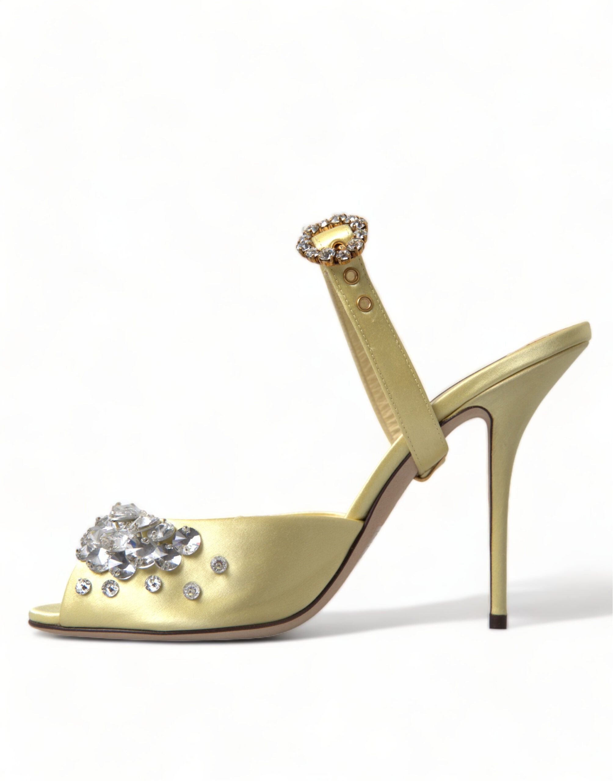Dolce & Gabbana Gelbe Satin-Kristall Mary Janes Sandalen