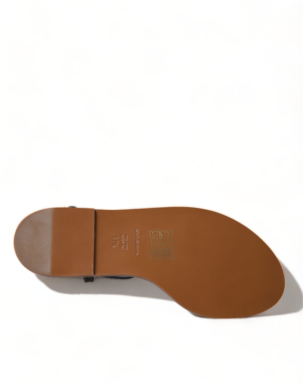 Dolce & Gabbana Schwarze Kristallgold-Sandalen aus Leder