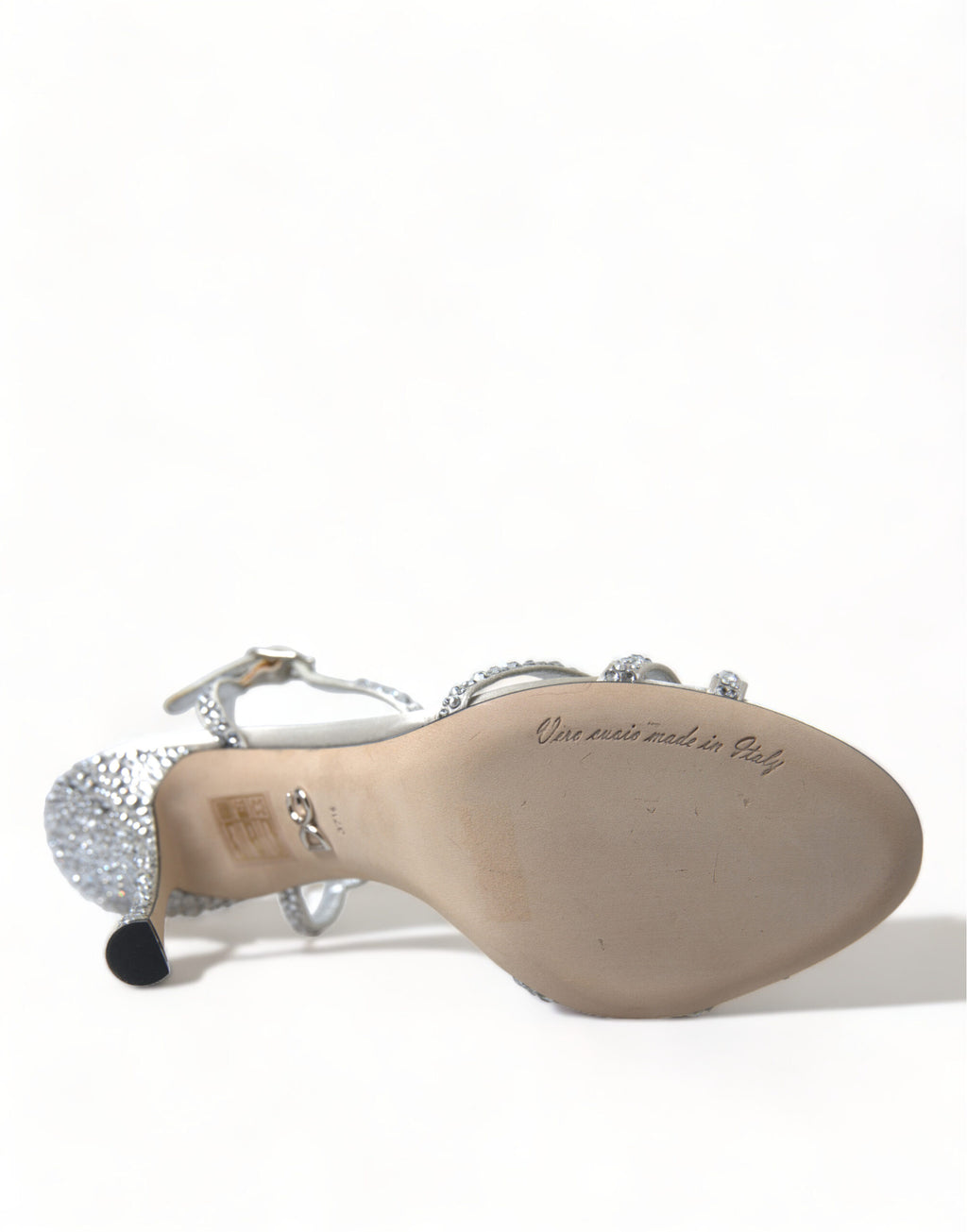 Dolce & Gabbana Silberne Kristall-Knöchelriemen-Sandalen Schuhe