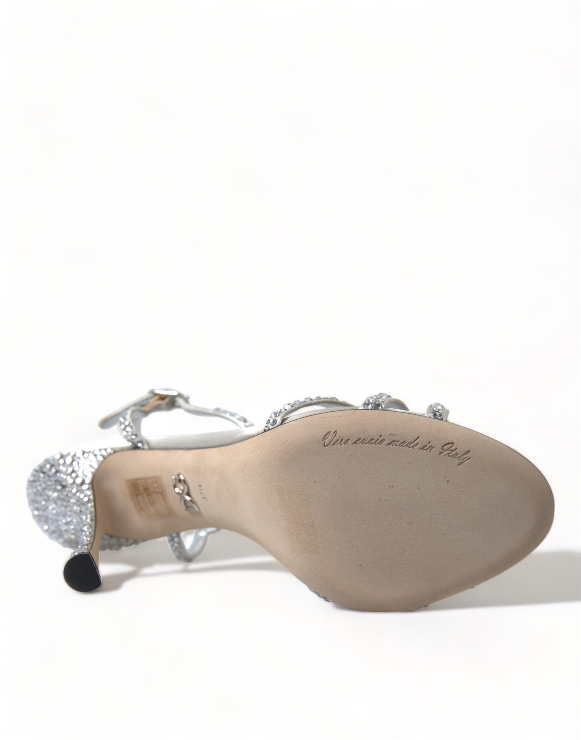 Dolce & Gabbana Silberne Kristall-Knöchelriemen-Sandalen Schuhe