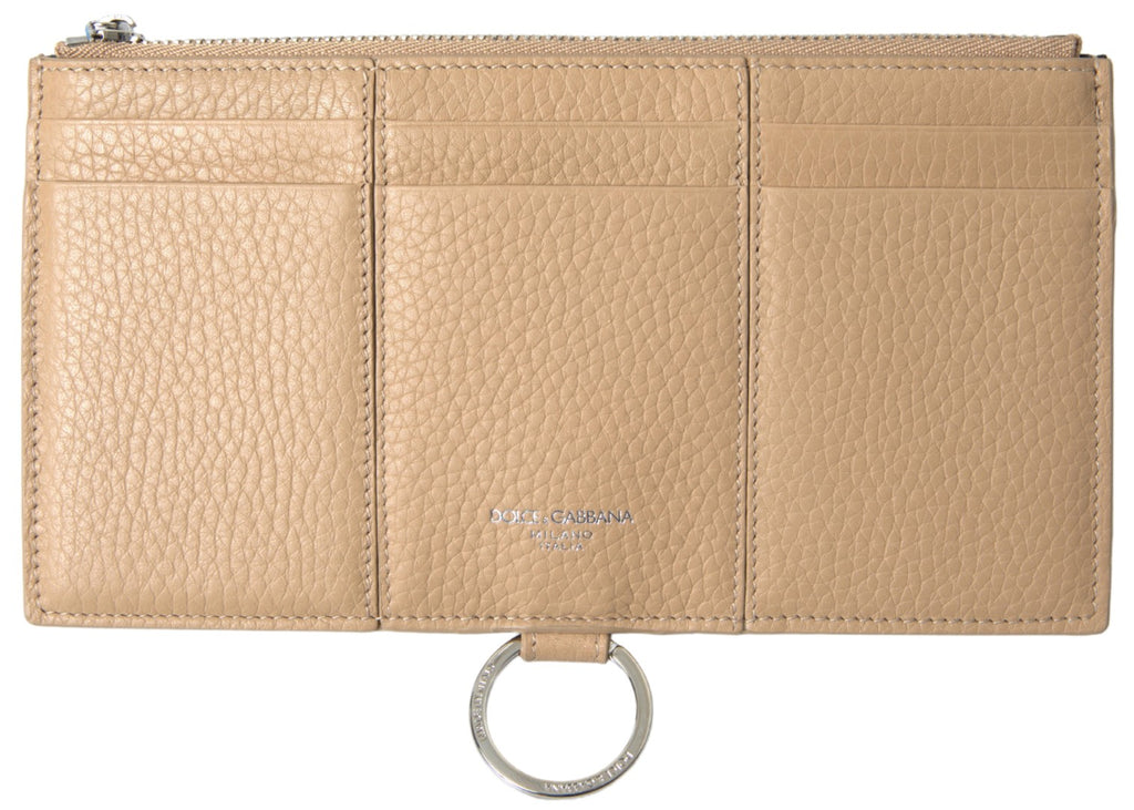 Dolce & Gabbana Beige Leder Schulter Kartenhalter Schulterriemen Brieftasche