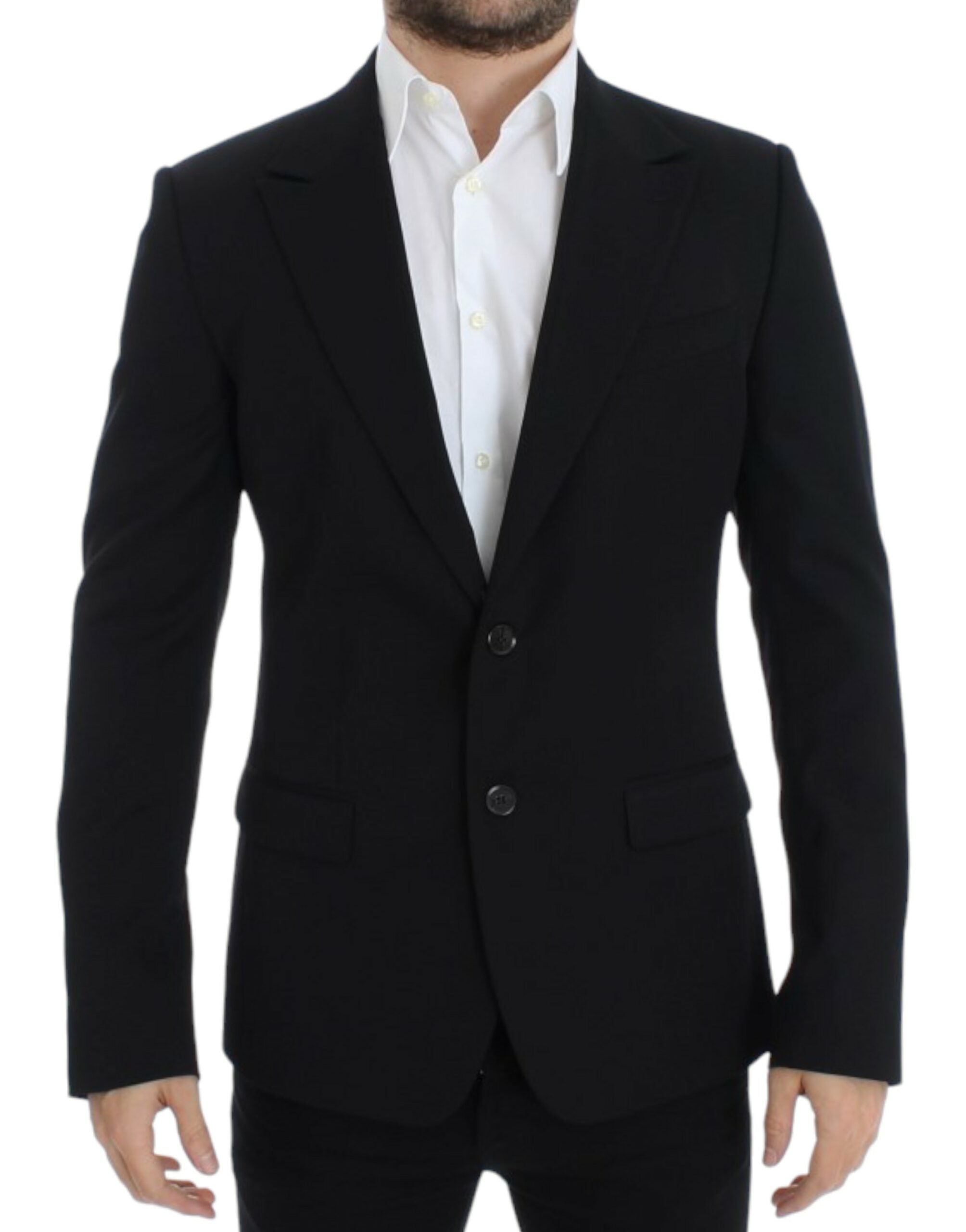 Dolce & Gabbana Schwarzer schmal geschnittener Wollblazer
