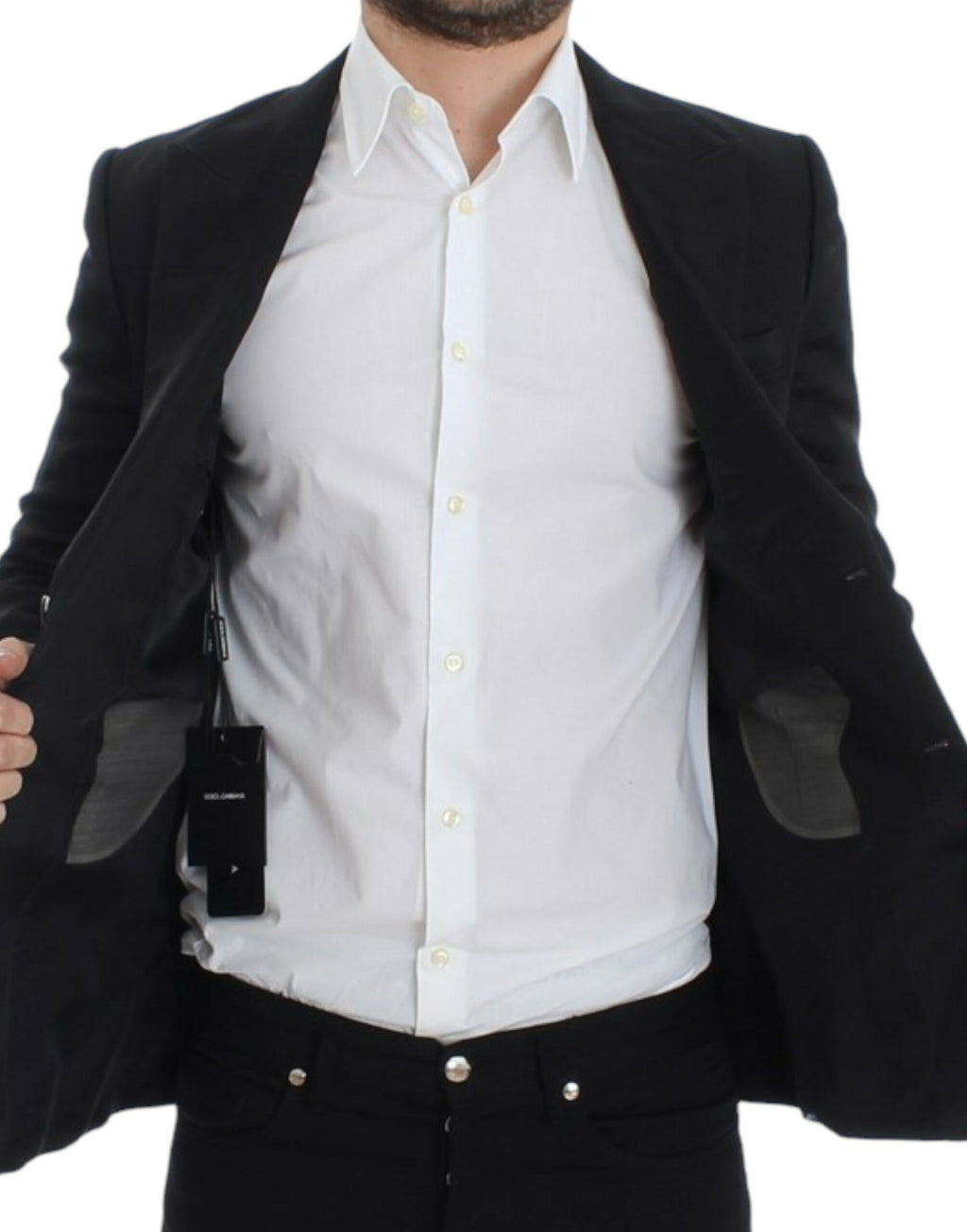 Dolce & Gabbana Schwarzer schmal geschnittener Seidenblazer