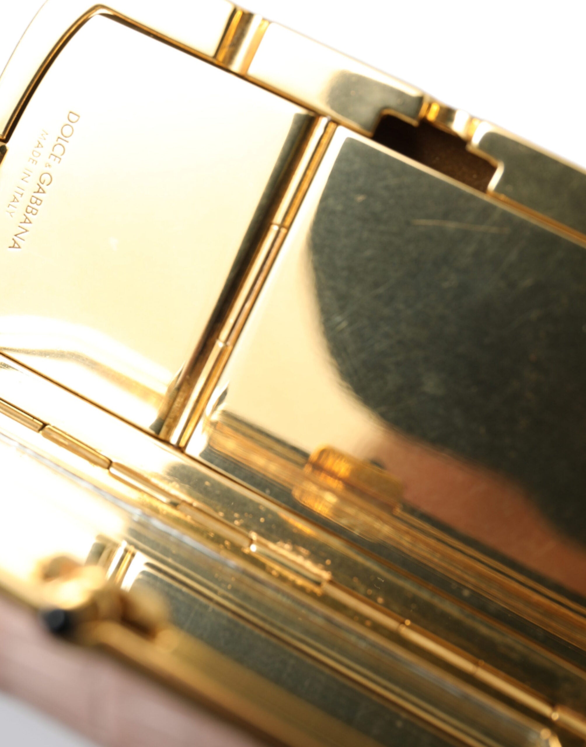 Dolce & Gabbana Rosa Exotisches Leder Mini-Spiegel Quaste Makeup Tasche