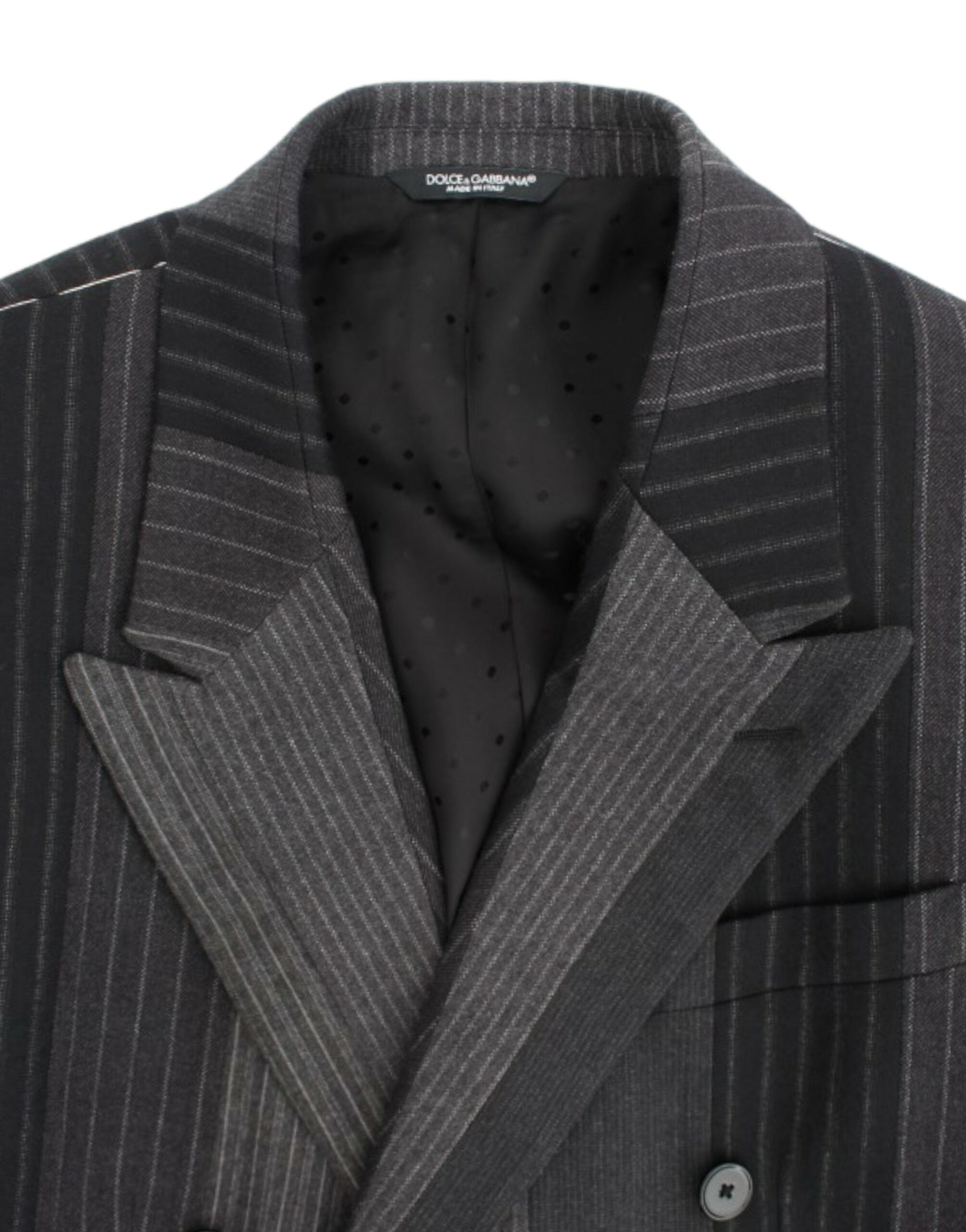 Dolce & Gabbana Grauer gestreifter Stretch-Blazer aus Wolle
