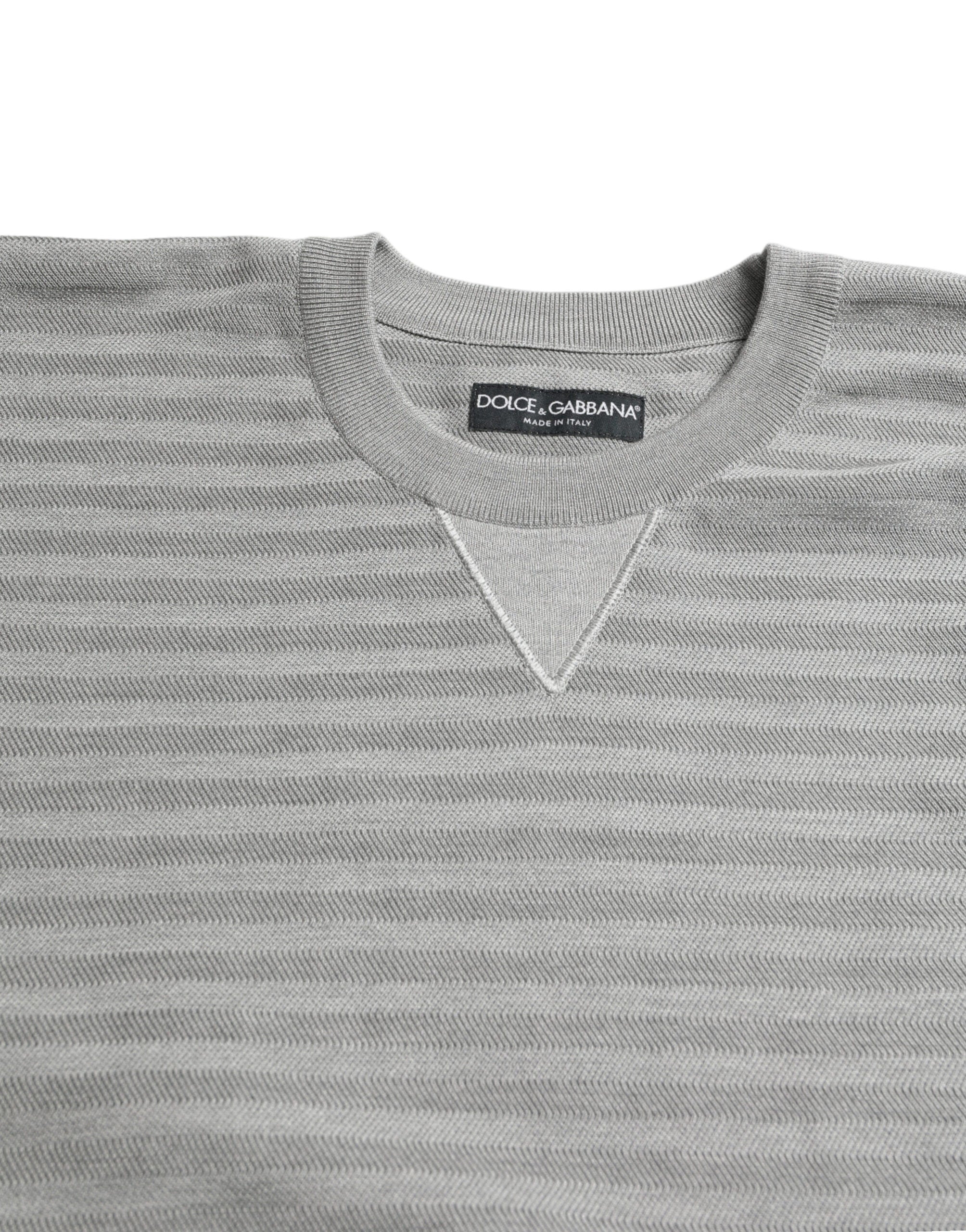 Dolce & Gabbana Grauer Pullover mit Rundhalsausschnitt und Seidentop