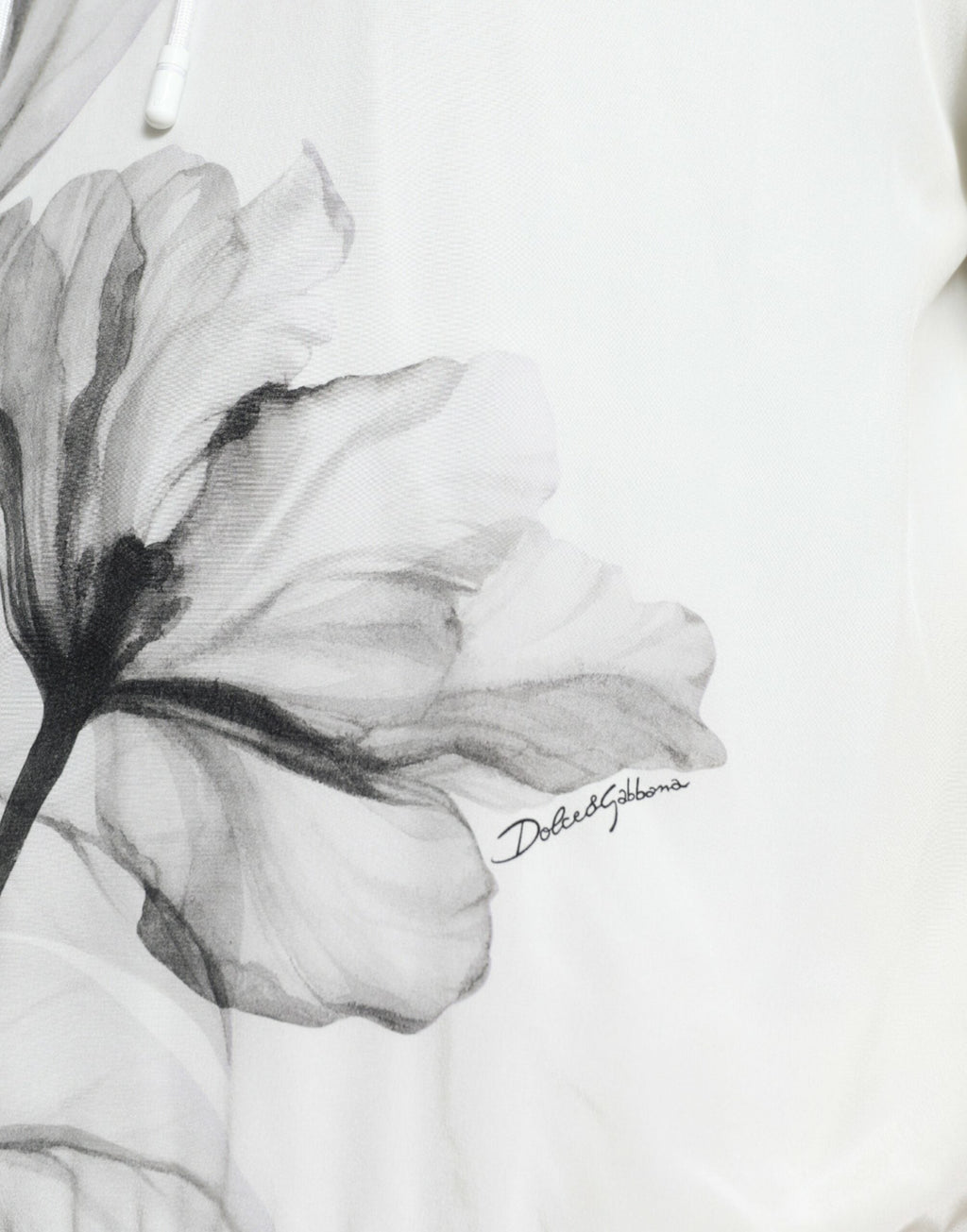 Dolce & Gabbana Weißer Pullover mit Blumendruck und Kapuze