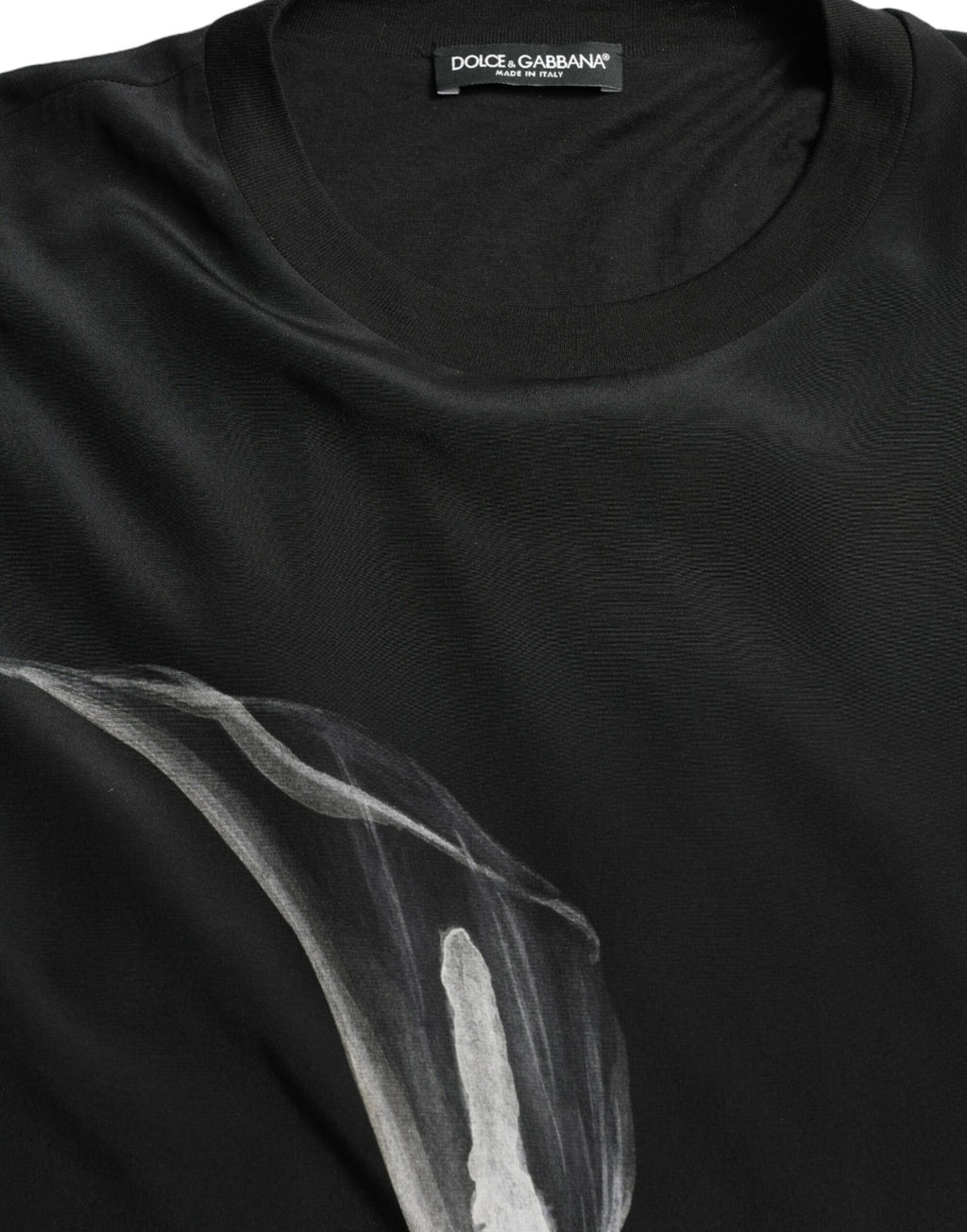 Dolce & Gabbana Schwarzer Pullover mit Blumendruck und Rundhalsausschnitt