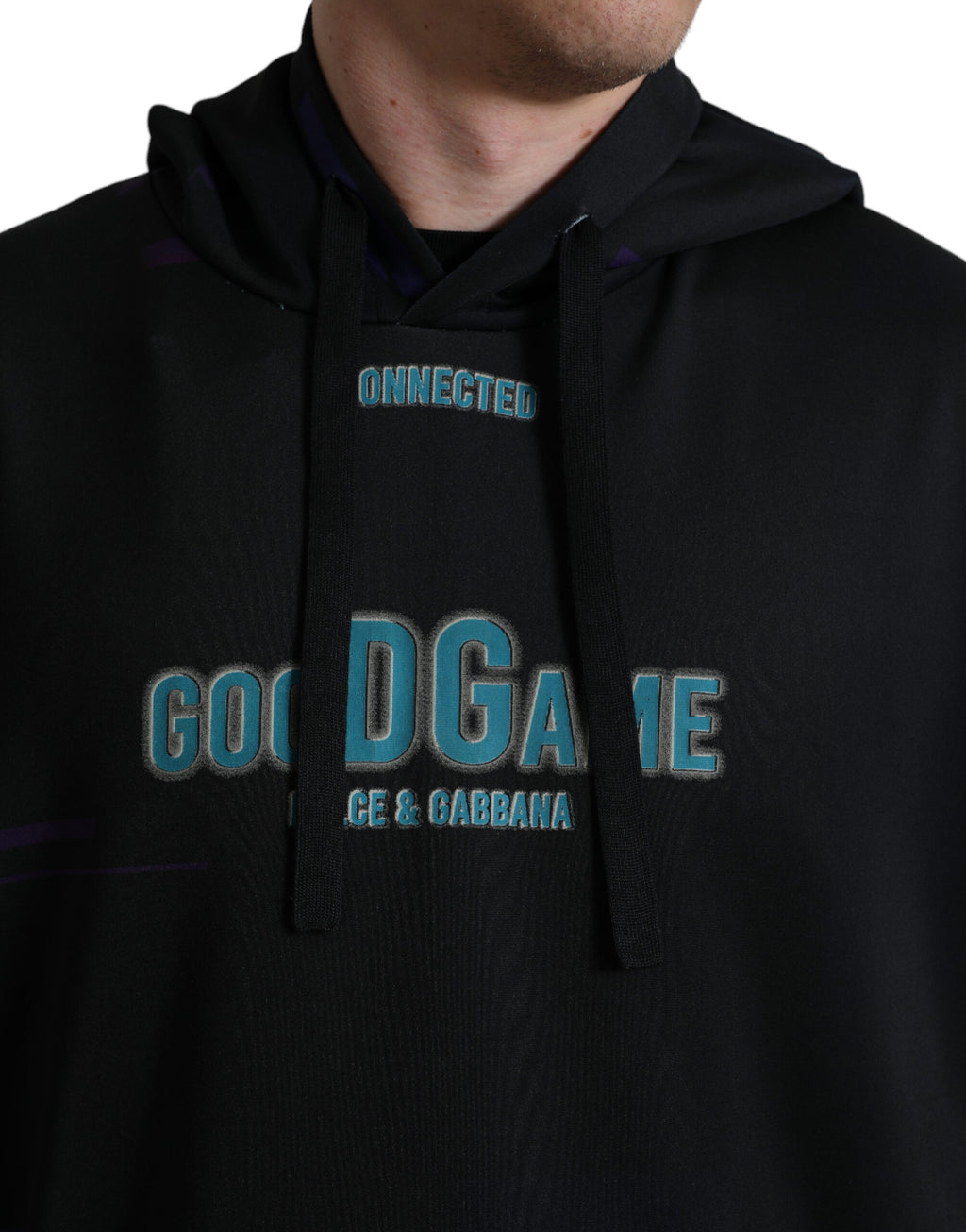 Dolce & Gabbana Schwarzes Logo Print Sweatshirt mit Kapuze Pullover